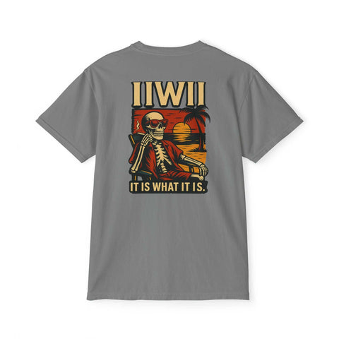 Grey t-shirt with skeleton sunset gangster design smoking cigarette and relaxed fit