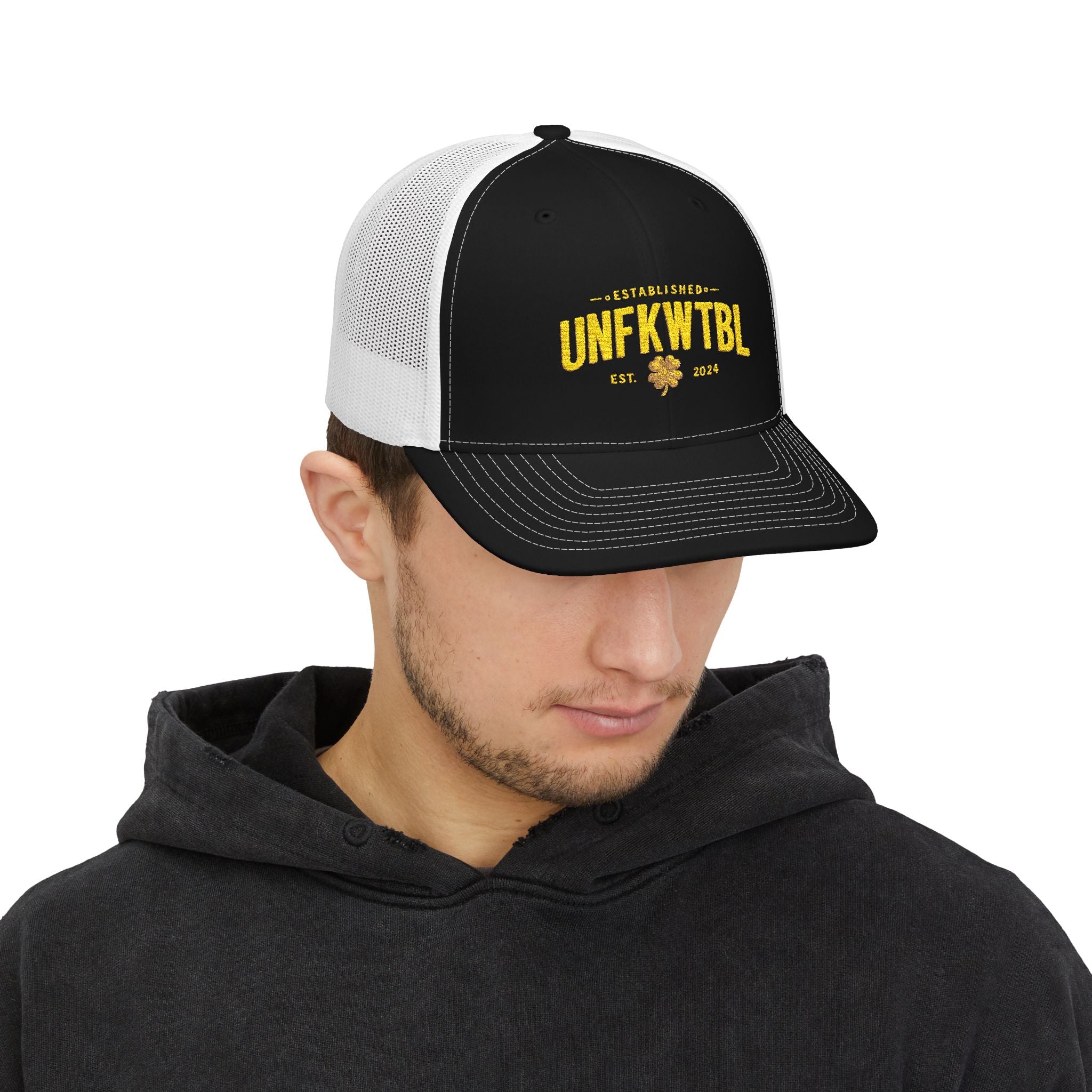 Unfkwtbl Trucker Cap – Vintage Yellow Logo Snapback Mesh Hat
