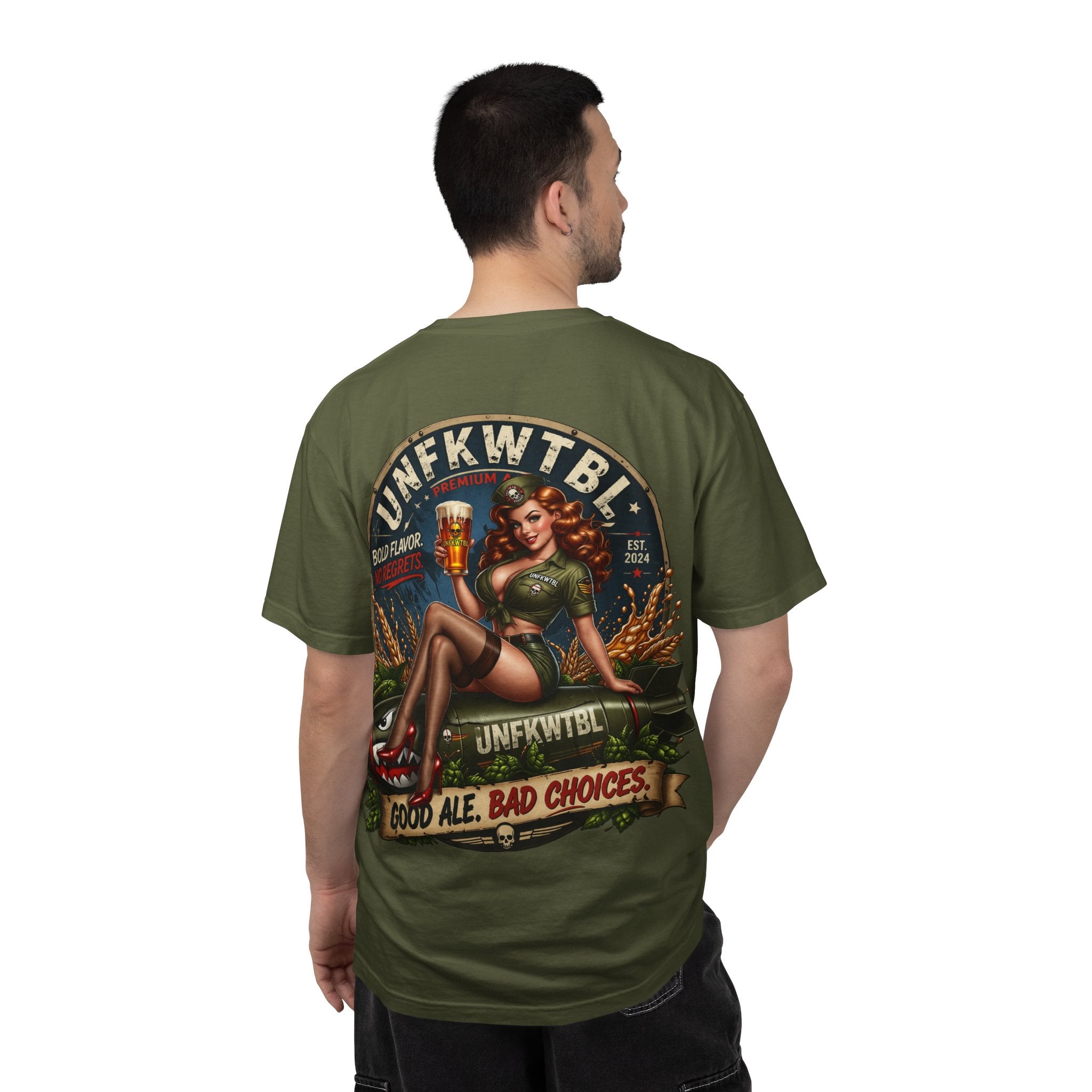 Beer Pinup T-Shirt – "Good Ale, Bad Choices" Retro Graphic Tee
