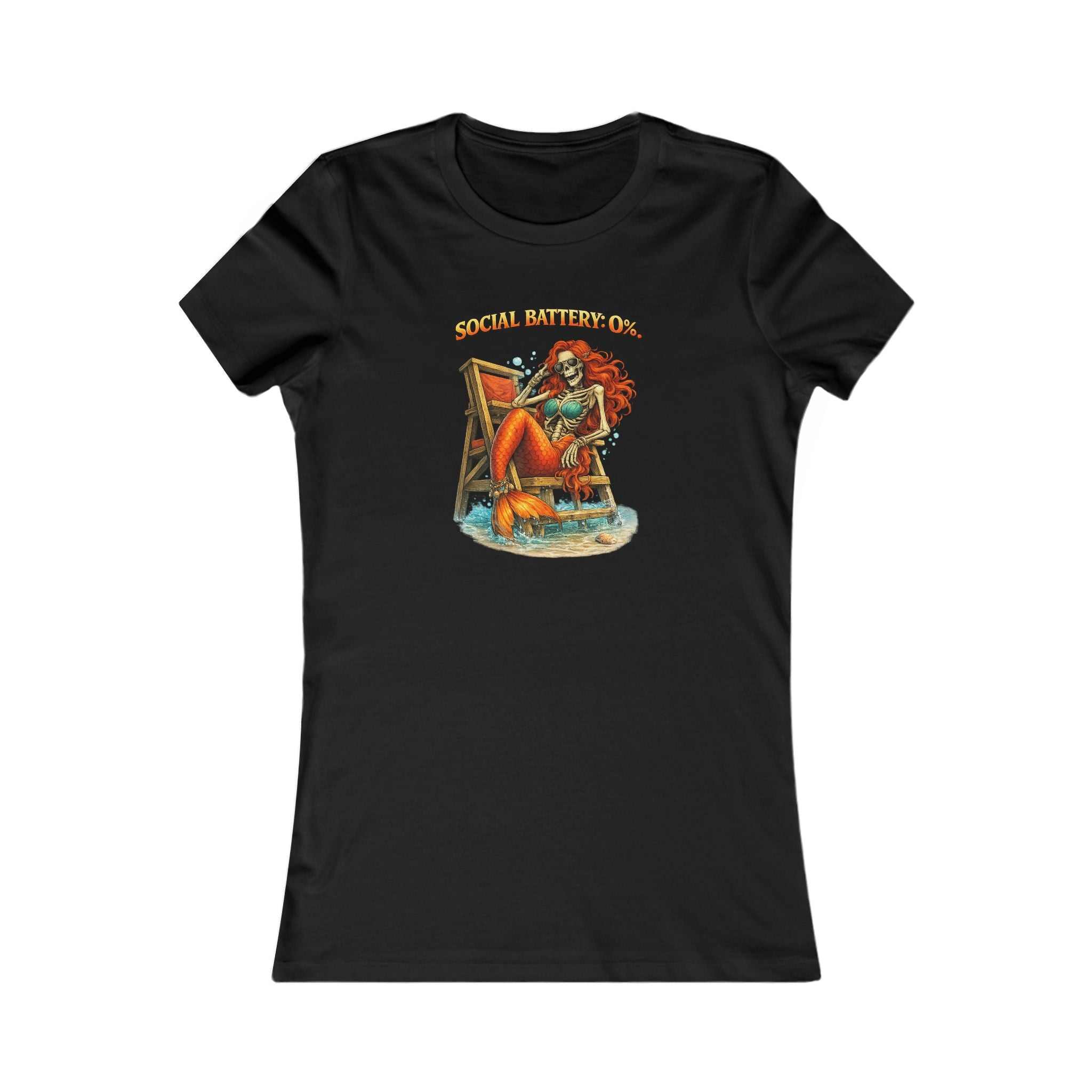 Women’s Beach Mermaid Tee — “Social Distancing, Inc.” Retro Pinup Graphic Shirt