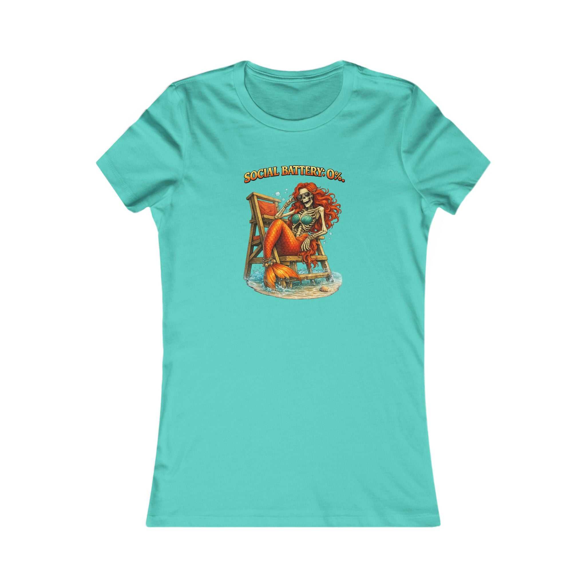 Women’s Beach Mermaid Tee — “Social Distancing, Inc.” Retro Pinup Graphic Shirt