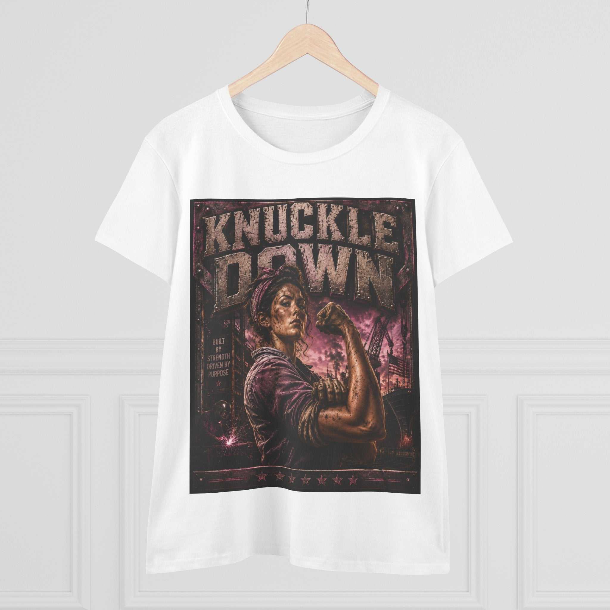 Knuckle Down Women's T‑Shirt — Rosie-Inspired Empowerment Graphic Tee