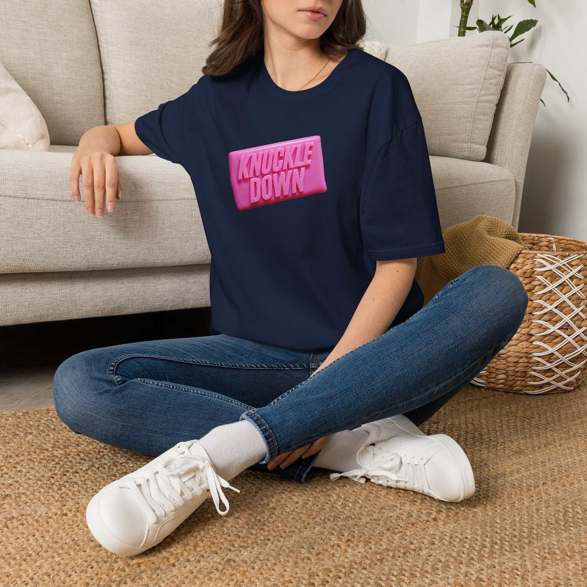 Knuckle Down T-Shirt — Bold Pink Retro Graphic Tee
