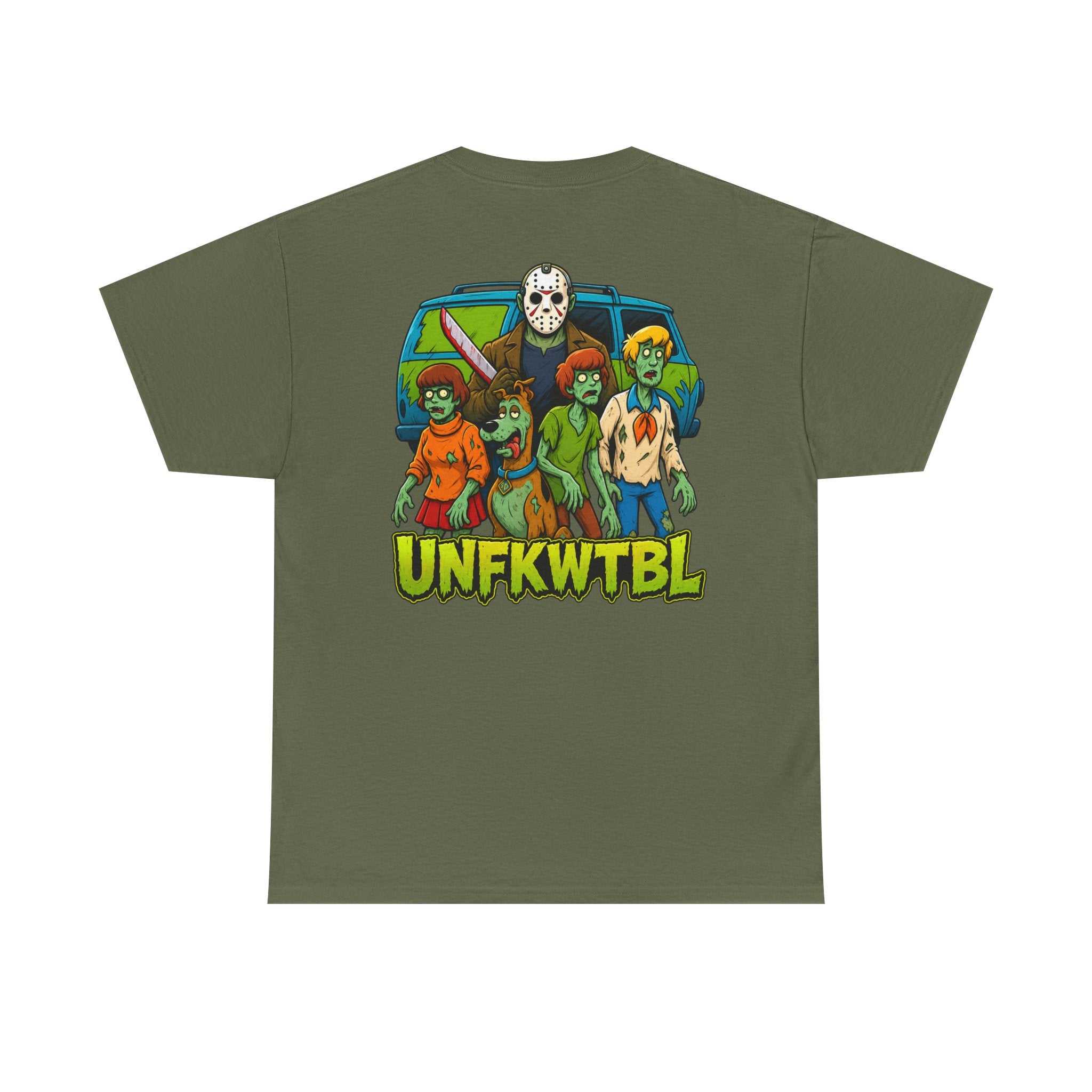 T-Shirt with Jason Voorhees Hanging with Mystery Crew Design