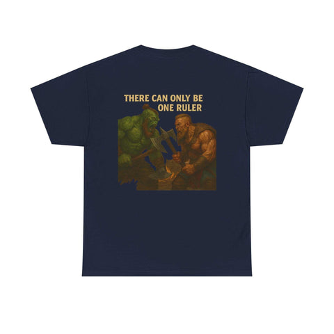 THORGAR CAN ONLY BE RULER vintage style unisex navy cotton graphic tee with heroic battle design