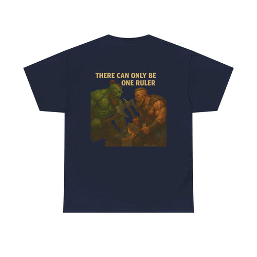 THORGAR CAN ONLY BE RULER vintage style unisex navy cotton graphic tee with heroic battle design