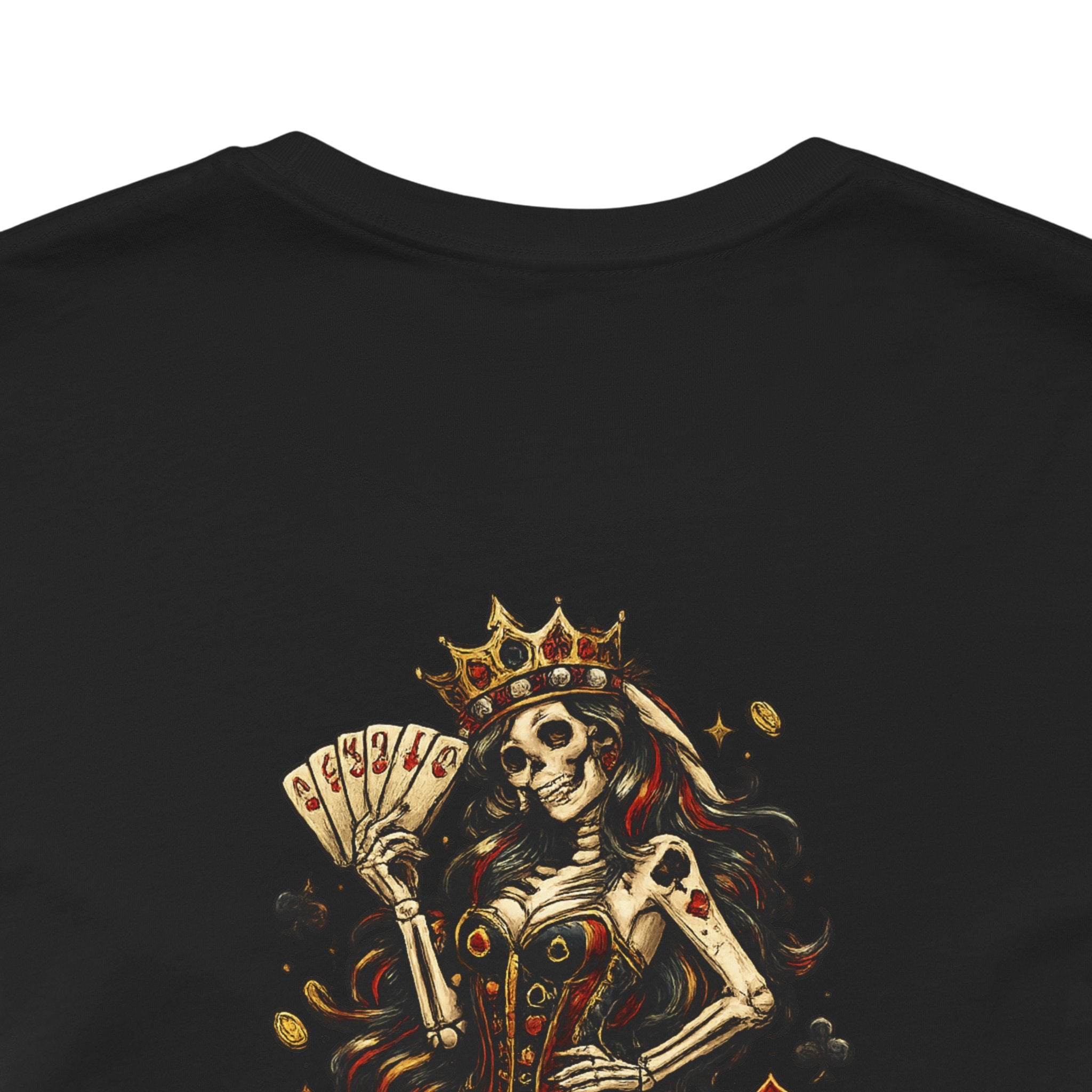 Queen of the House Poker T‑Shirt — Day of the Dead Card Skull Tee