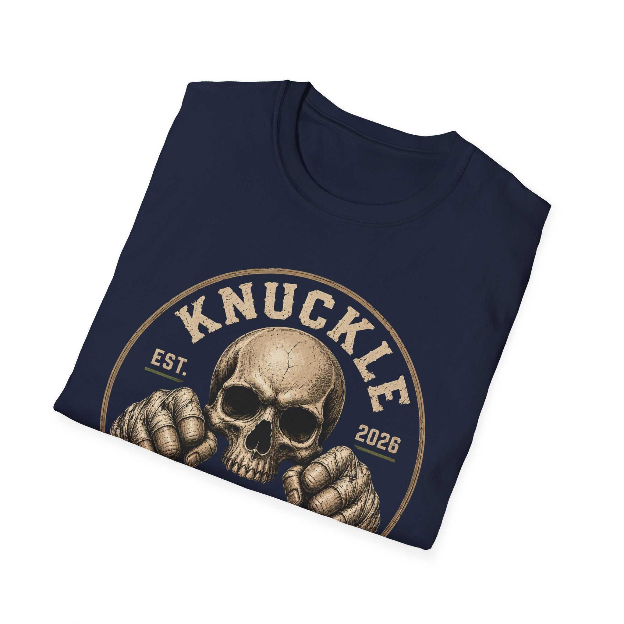 Knuckle Down Skull T-Shirt — Vintage Fighting Fist Design