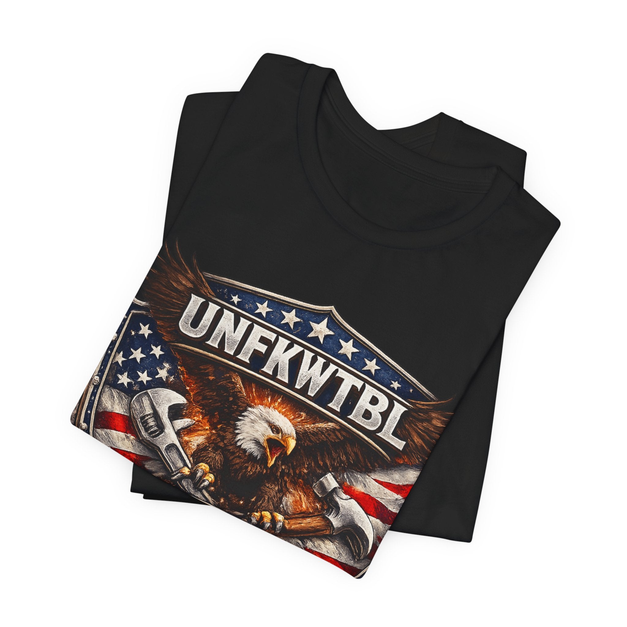 We Build America T-Shirt — Patriotic Eagle Flag Graphic Tee (UNFKWTBL)