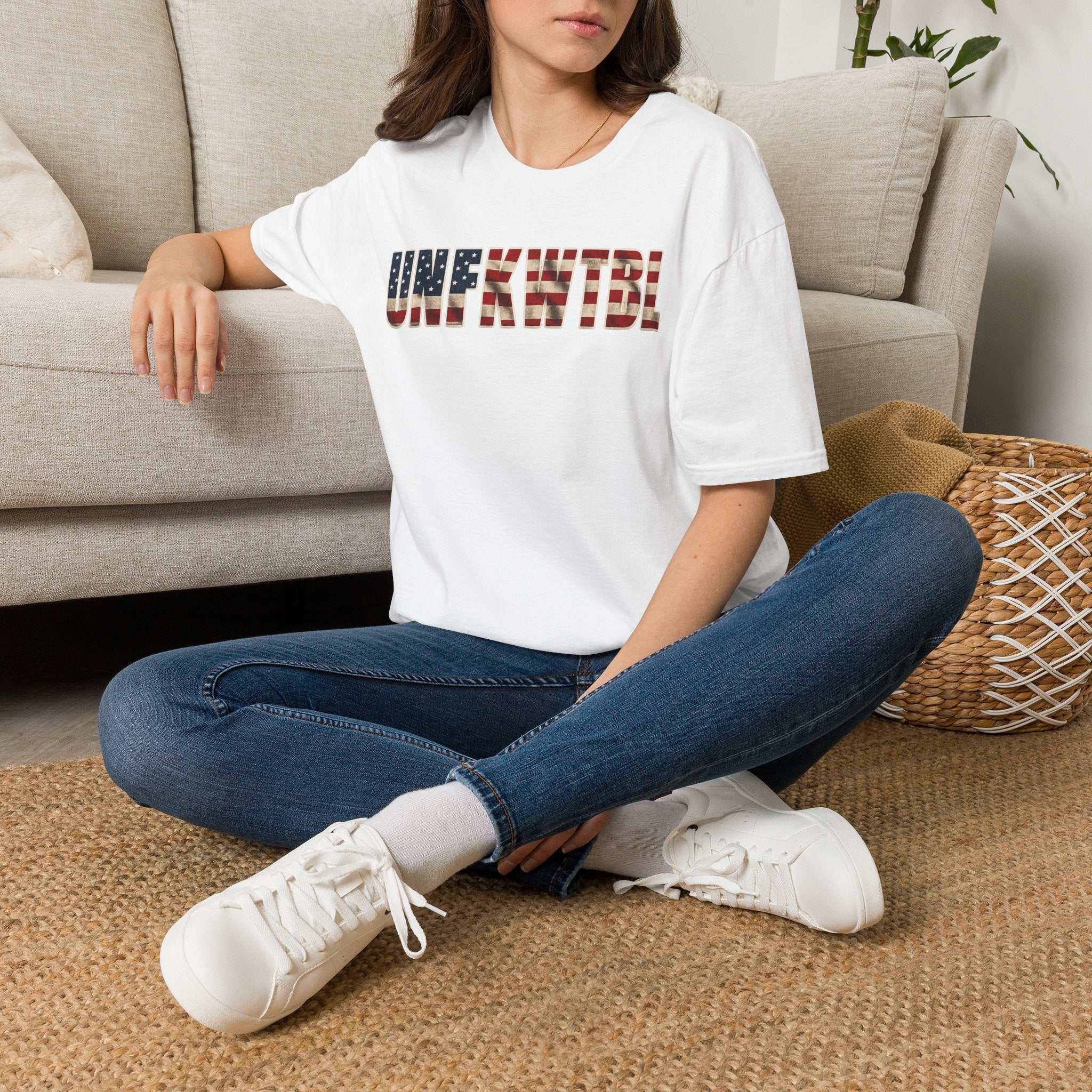 Unfkwtbl Graphic Tee — Bold American Flag Lettering T-Shirt