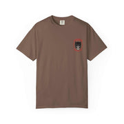 Batman Holographic Ghostface themed unisex brown T-shirt with soft garment-dyed fabric and durable double-needle stitching