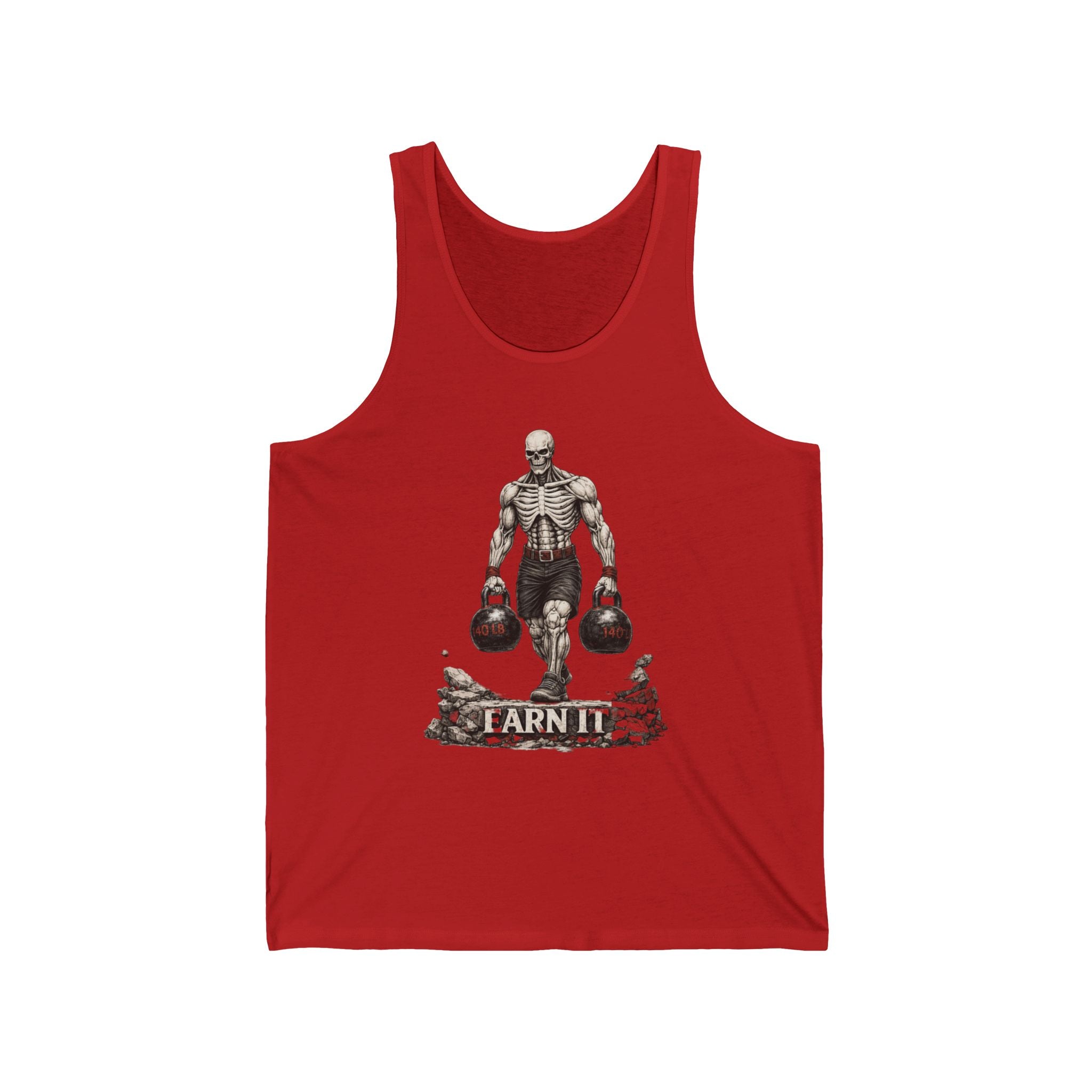Tank Top — "Earn It" Kettlebell Skeleton Gym Tank