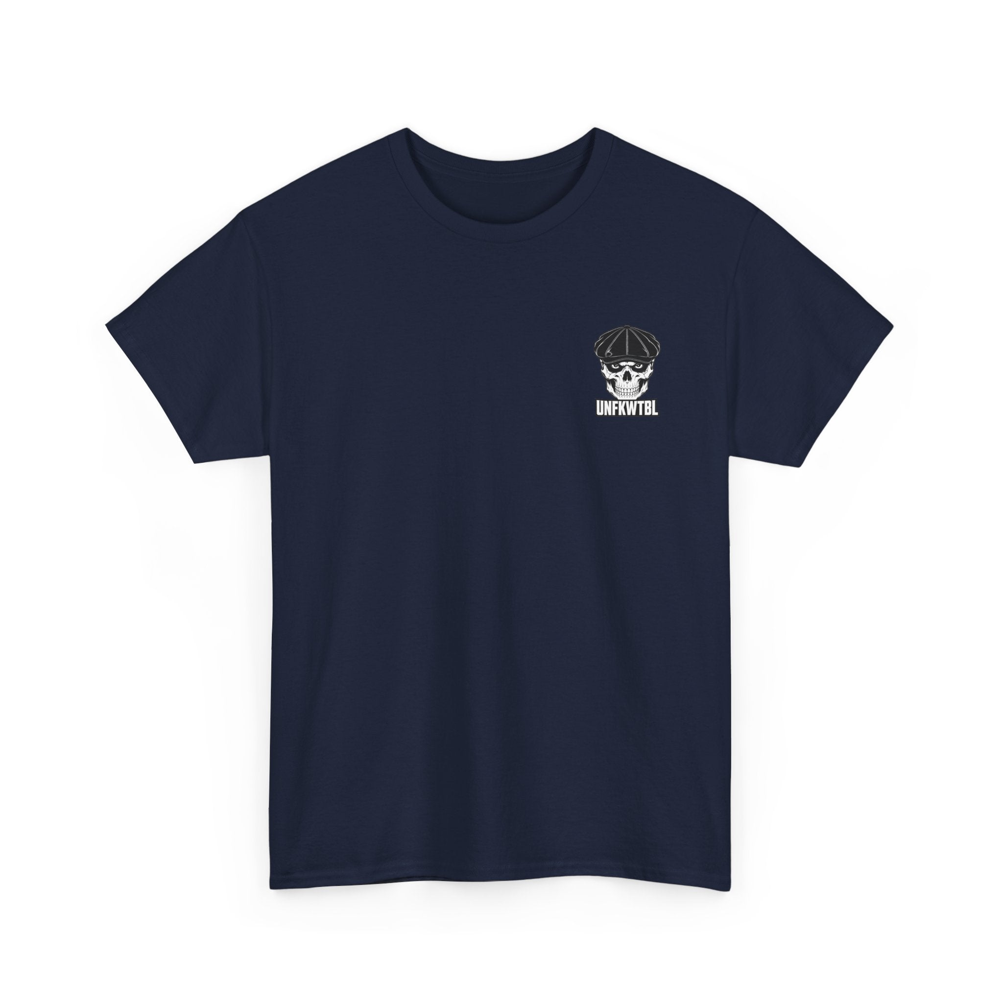 Graphic Tee — “Knocked Down. Never Finished.” Motivational Skull T-Shirt