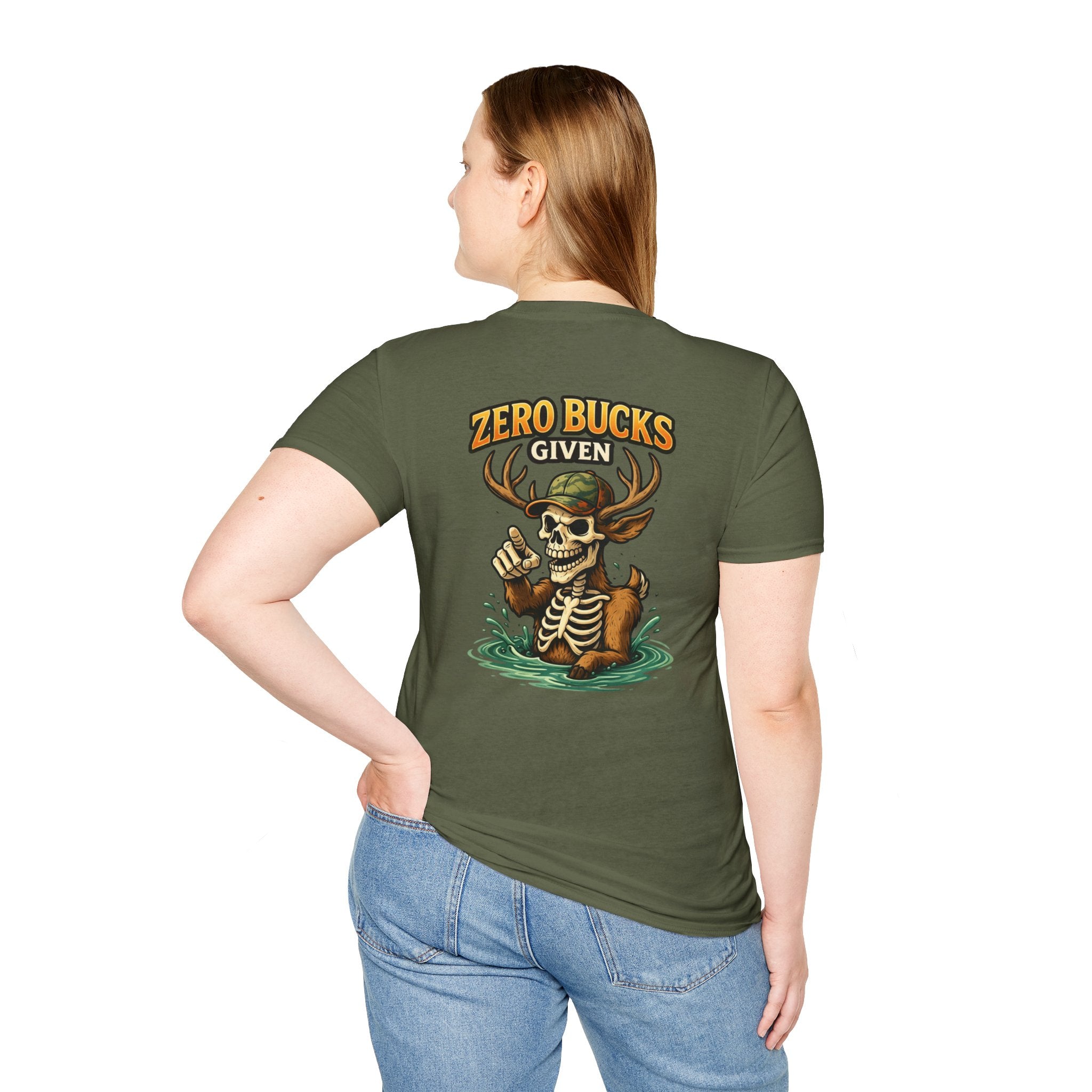 Zero Bucks Given T-Shirt — Skull Deer Hunter Graphic Tee
