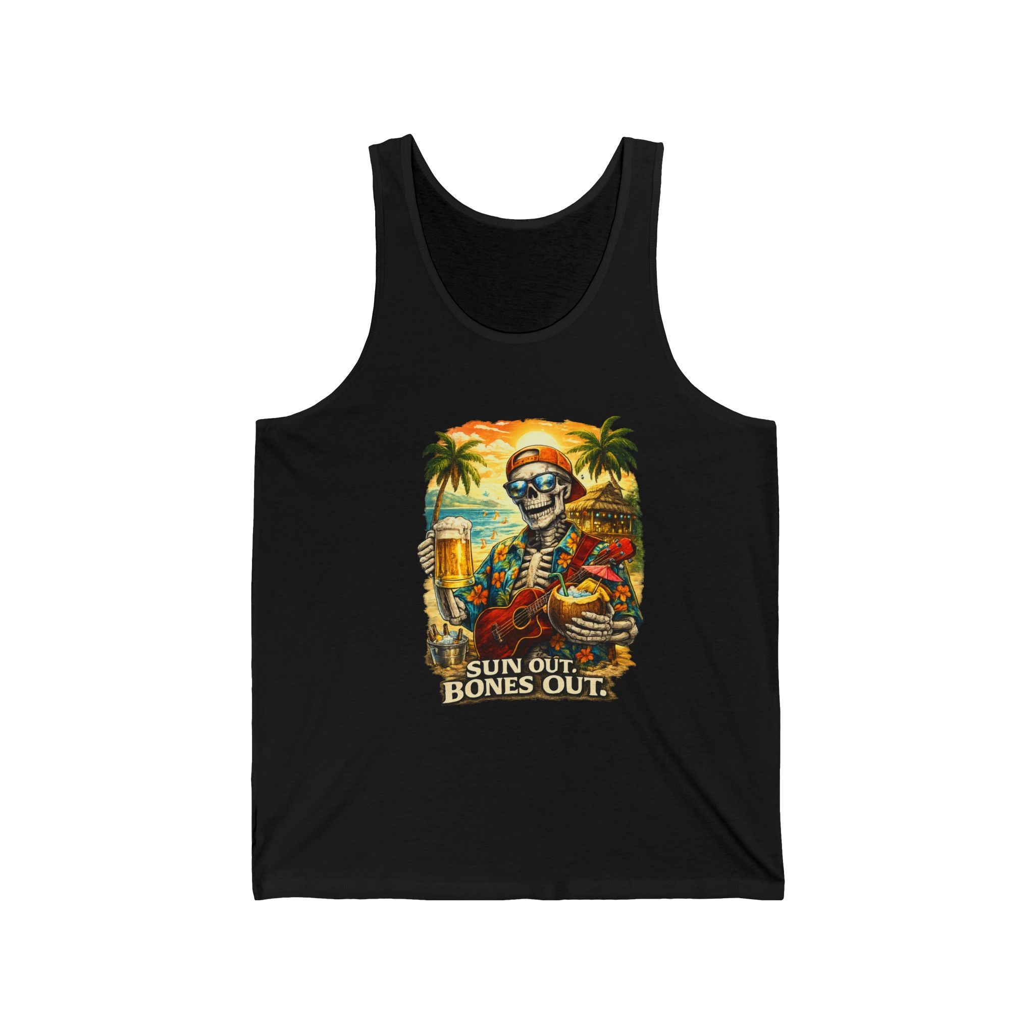 Sun Out Bones Out Tank Top — Skeleton Beach Party Summer Tank