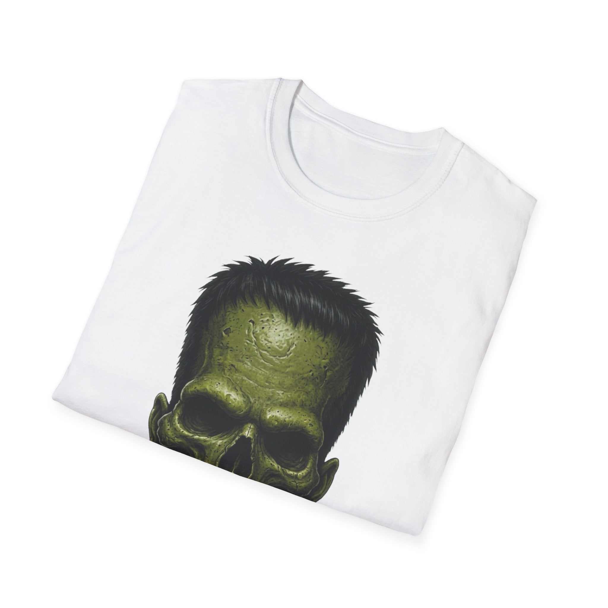 Frankenstein Skull T-Shirt — Green Horror Graphic Tee with 'UNFKWTBL'