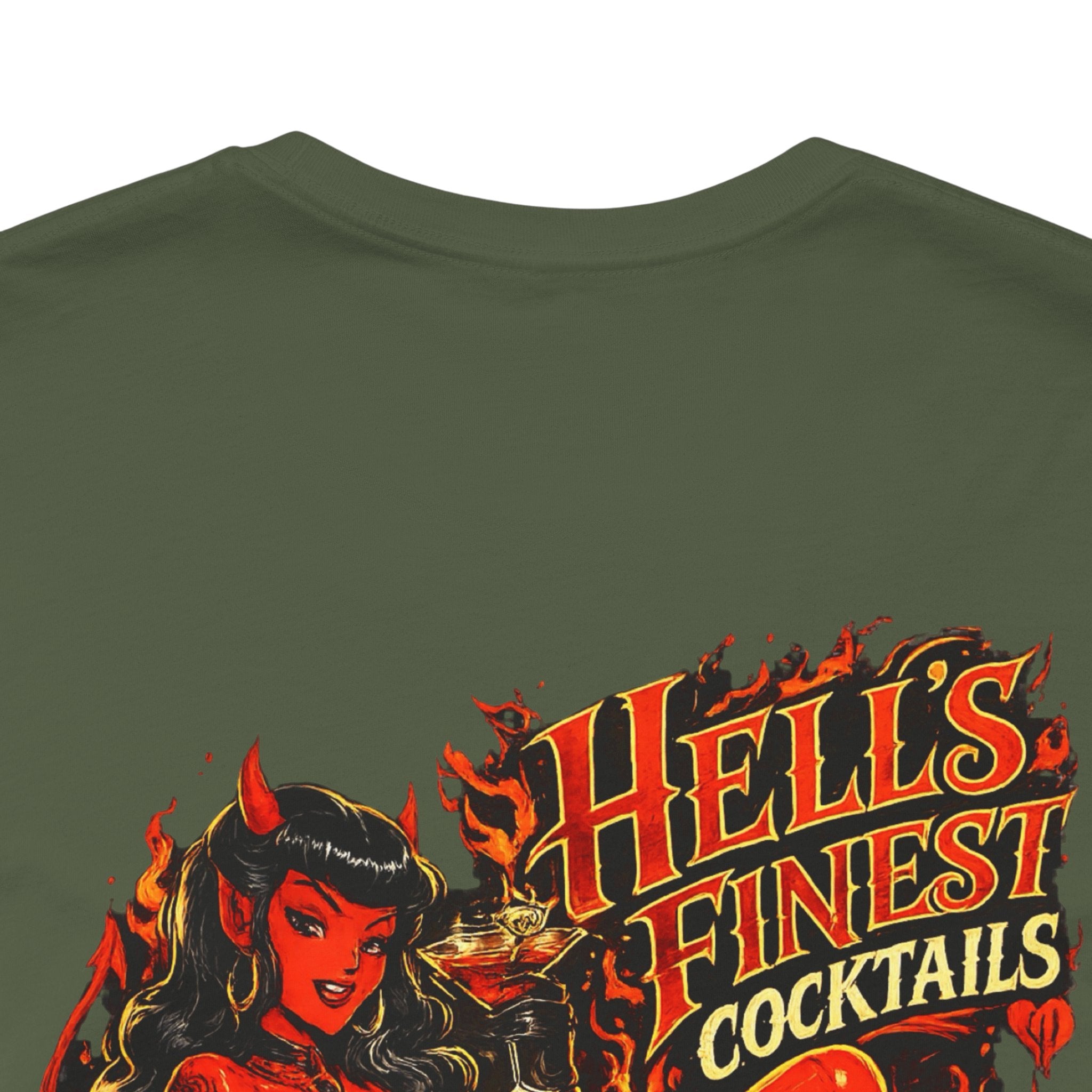 Graphic Tee — "Hell's Finest Cocktails" Pinup Devil Design