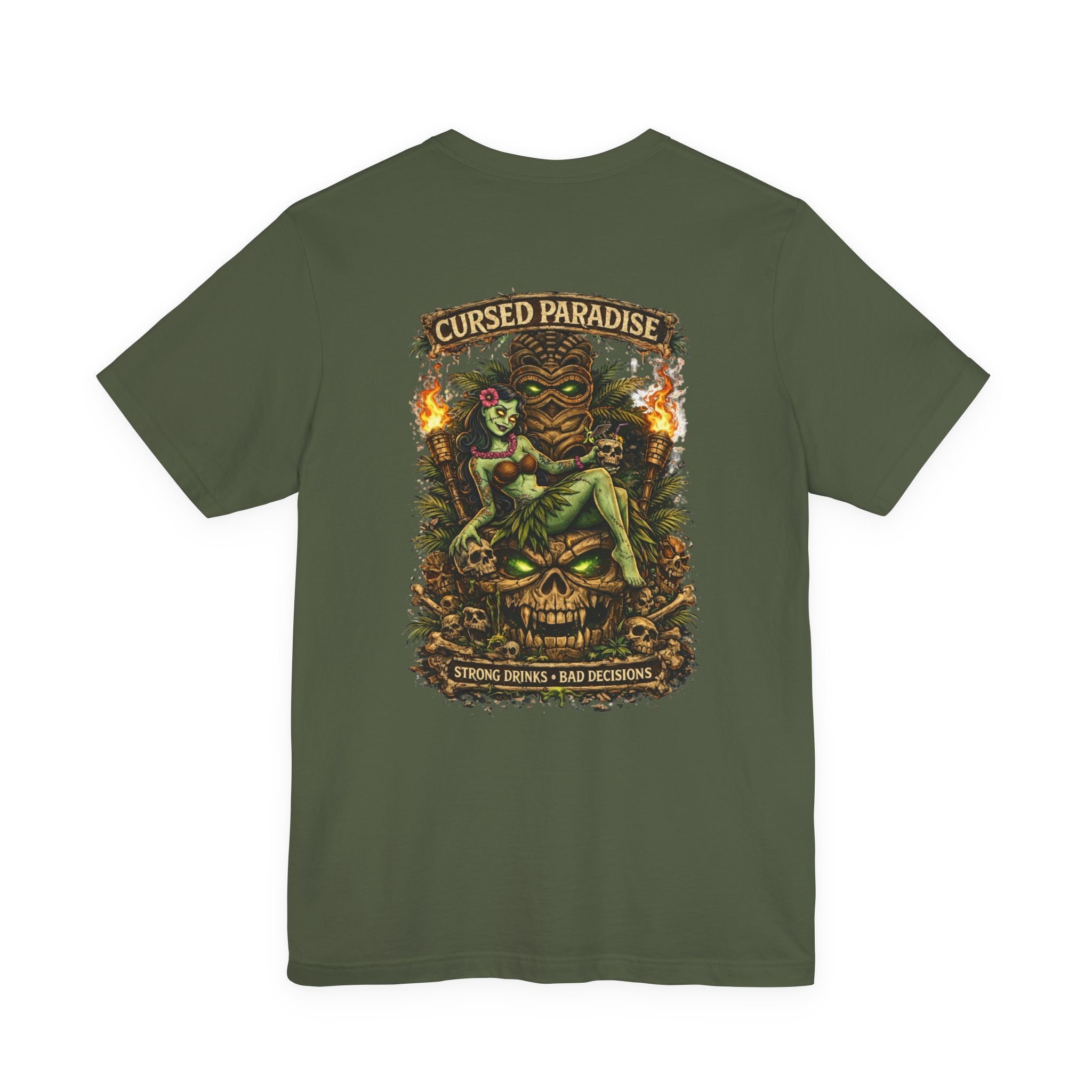 Cursed Paradise T-Shirt — Tropical Tiki Skull Graphic Tee