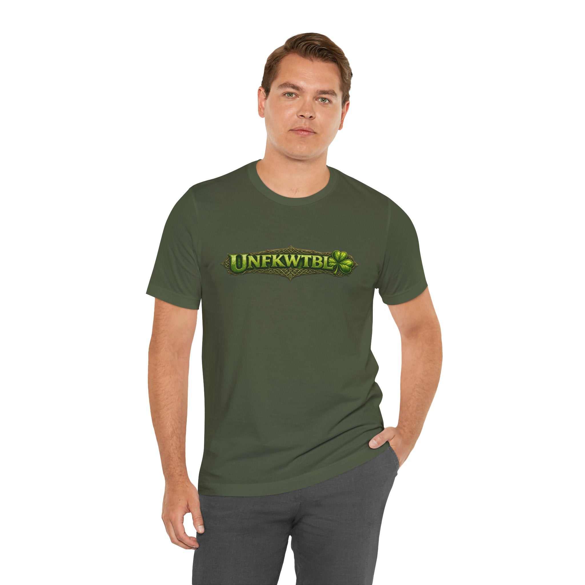 Clover Trail Graphic Tee with lucky shamrock design on breathable cotton crew-neck shirt