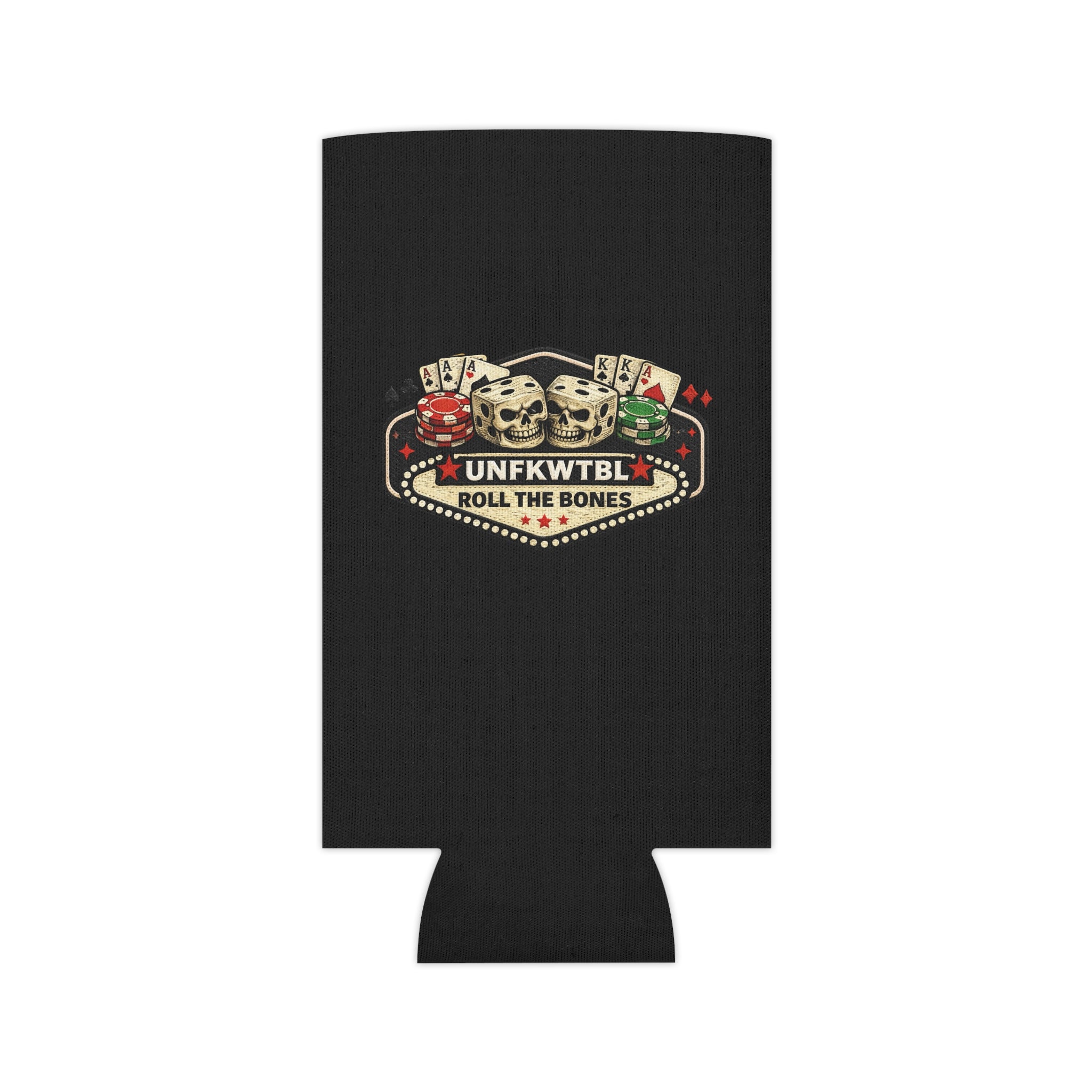 Can Cooler — 'Stay Cold, Remain UNFKWTBL' Skull & Dice Beer Koozie