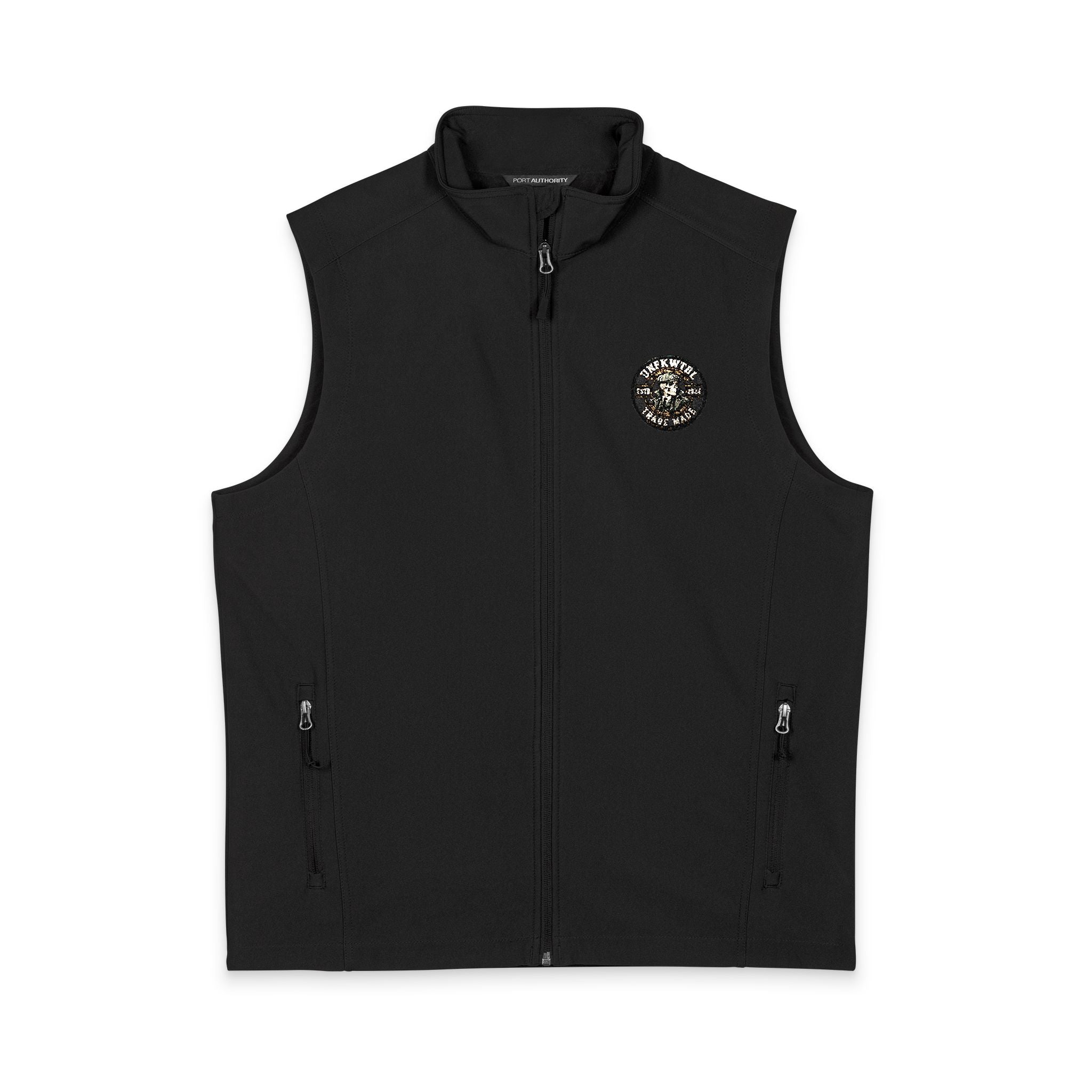 Embroidered 'Peaky Blinder' Skeleton Floral Crest Soft Shell Vest