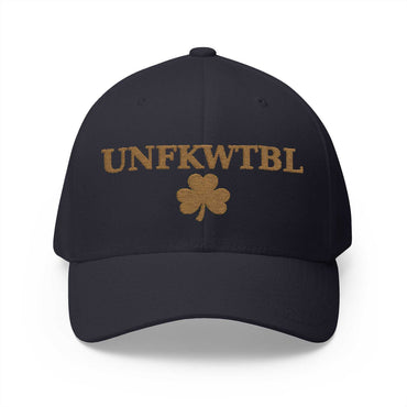 Unfkwtbl Embroidered Cap with gold shamrock and curved visor for St. Patrick’s Day
