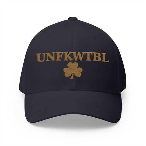 Unfkwtbl Embroidered Cap with gold shamrock and curved visor for St. Patrick’s Day