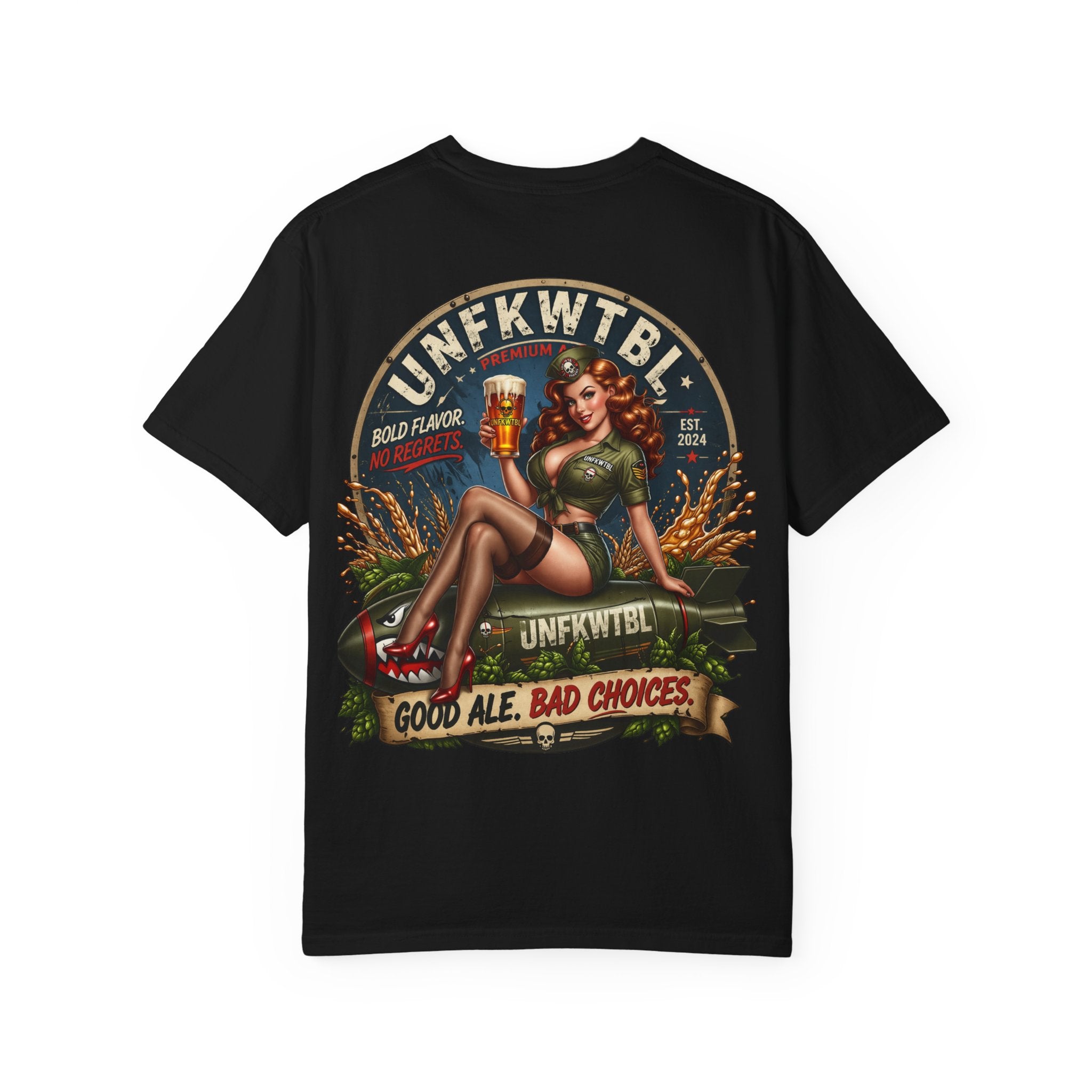 Beer Pinup T-Shirt – "Good Ale, Bad Choices" Retro Graphic Tee