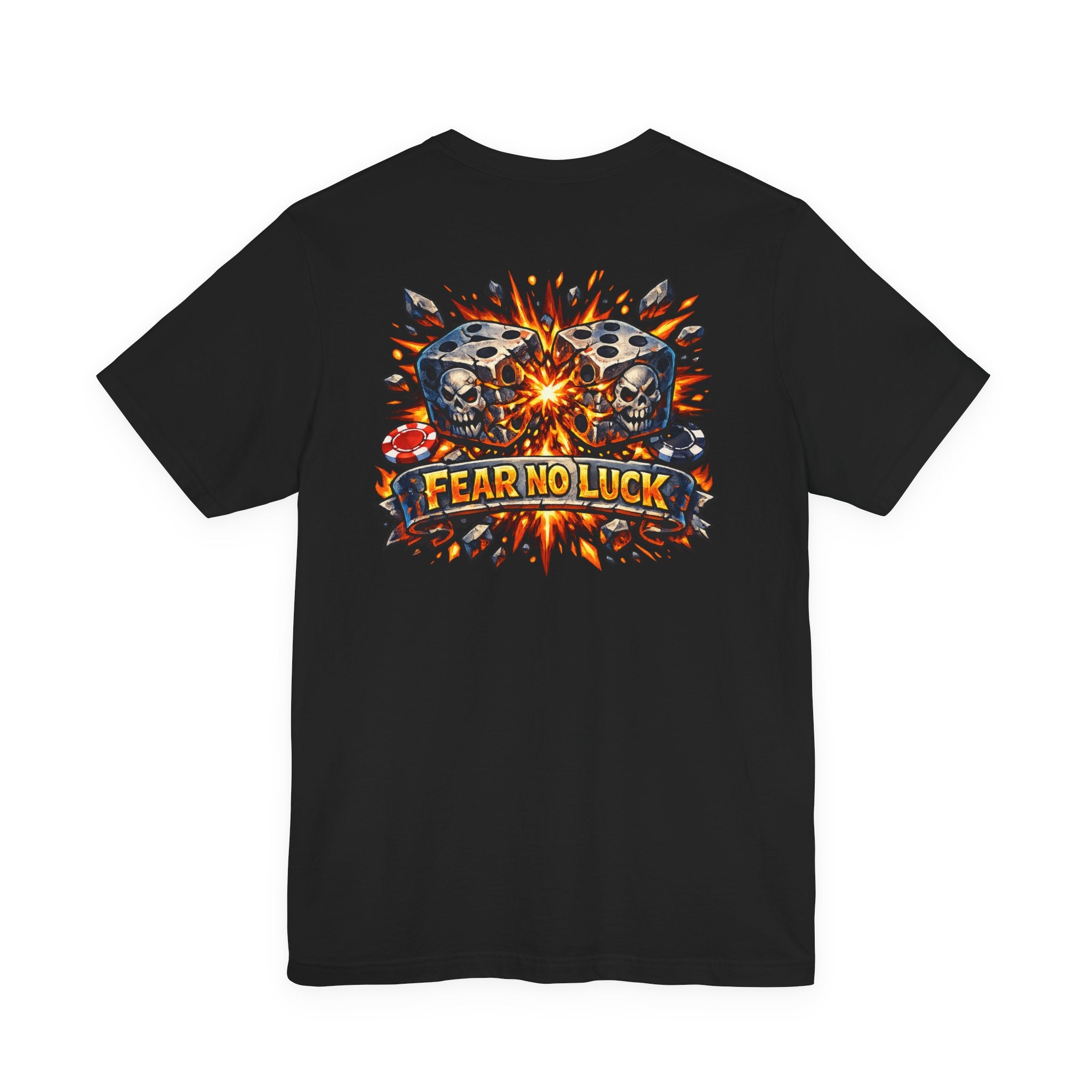 Fear No Luck Skull Graphic Tee — Bold Biker Poker T‑Shirt