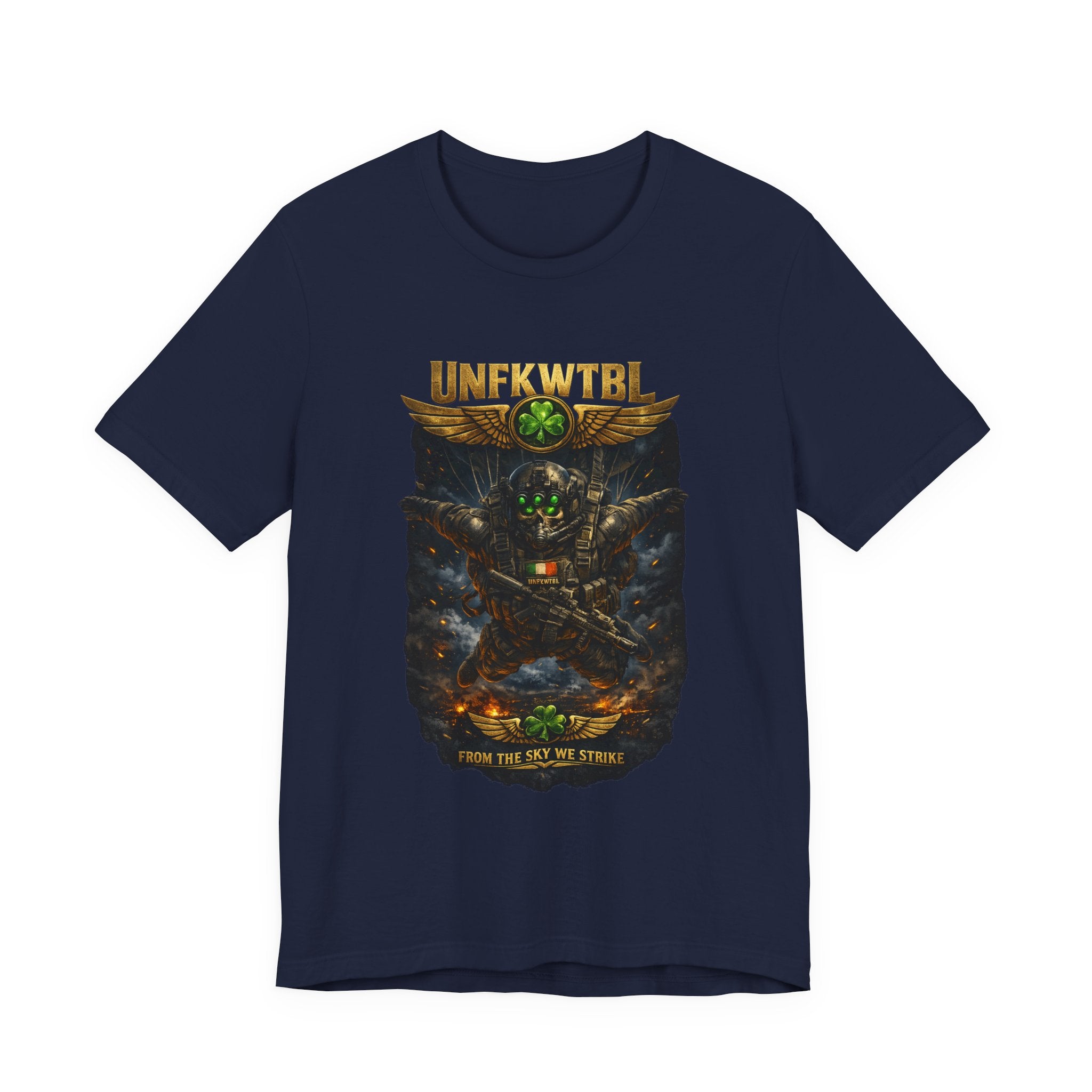 Military Mech Combat T‑Shirt — 'UNFKWTBL' Sci‑Fi Armor Design