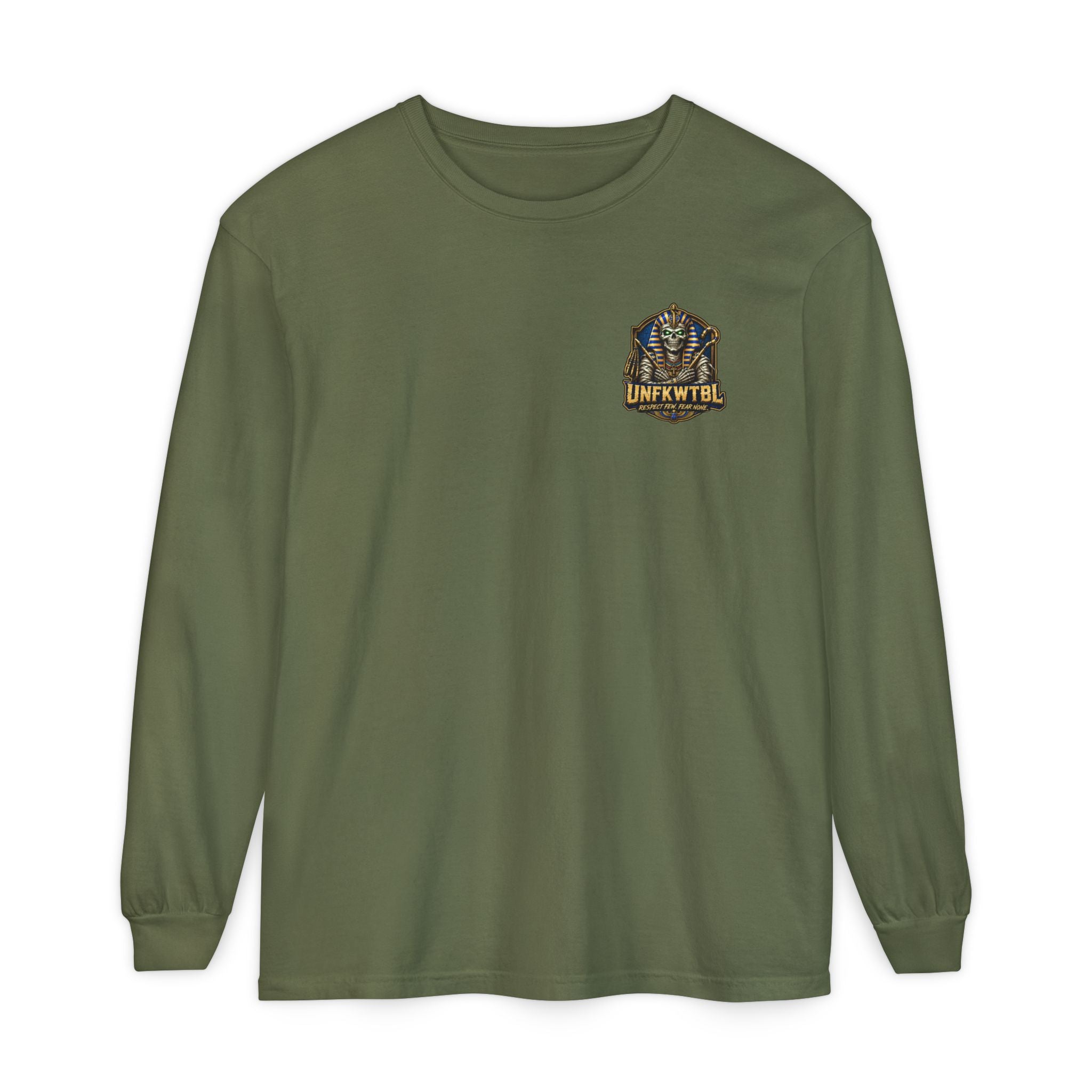 Unfkwtbl Pharaoh Long Sleeve Tee — Vintage Egyptian Mummy Graphic