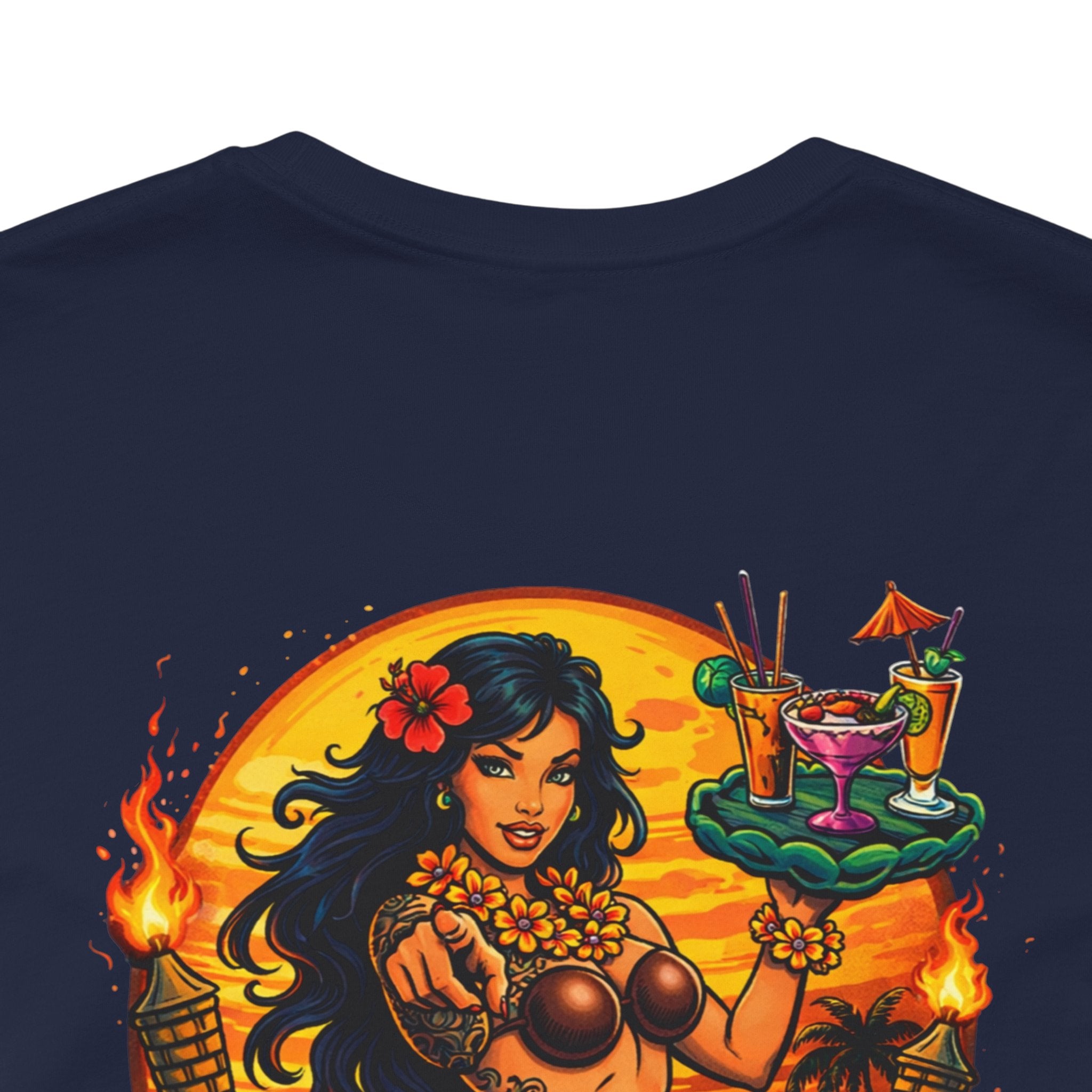 Hawaiian Hula Mermaid T‑Shirt — "Drink Hard Stay Unfwktbl" Tropical Bar Tee