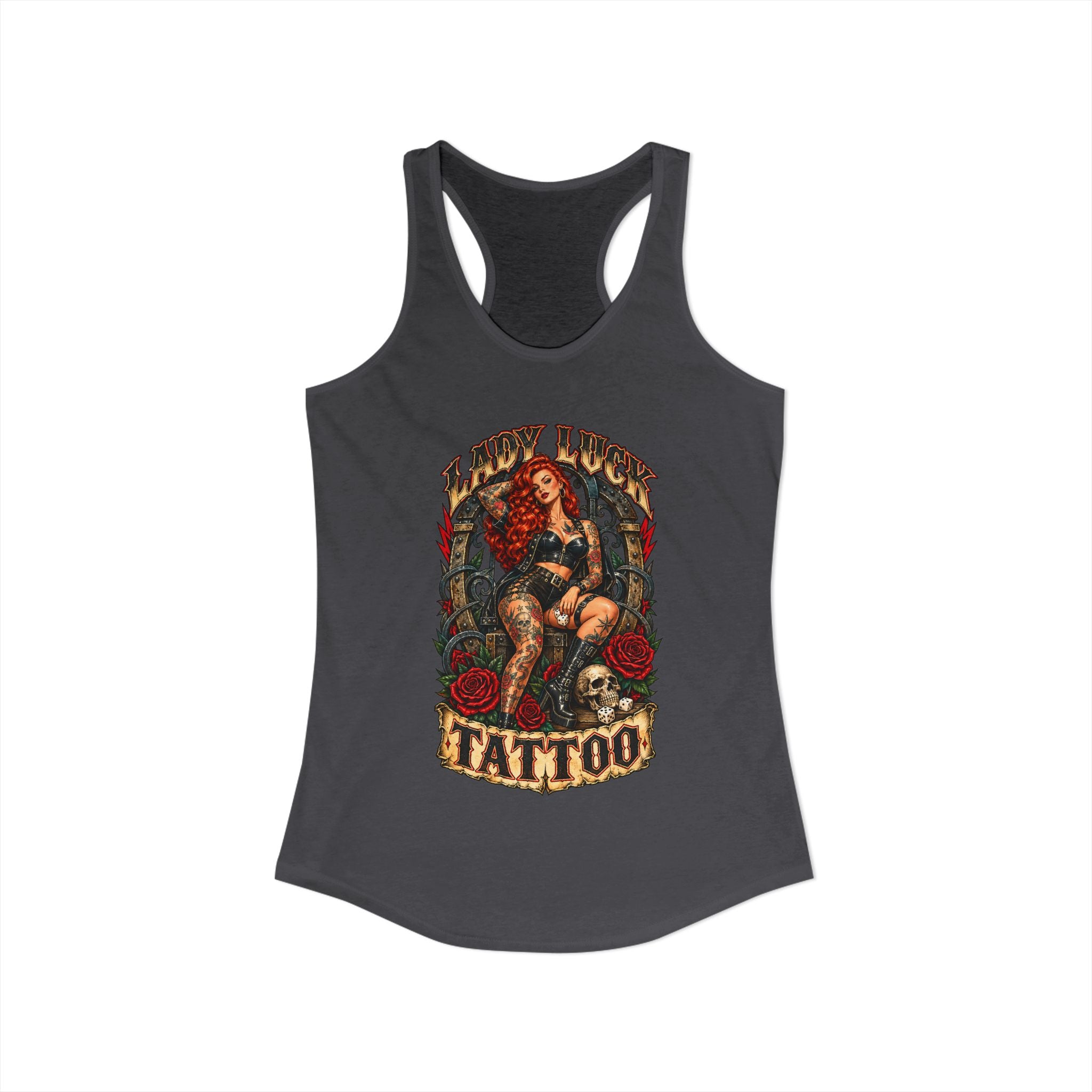 Lady Luck Tattoo Rebel Pinup Women’s Racerback Tank