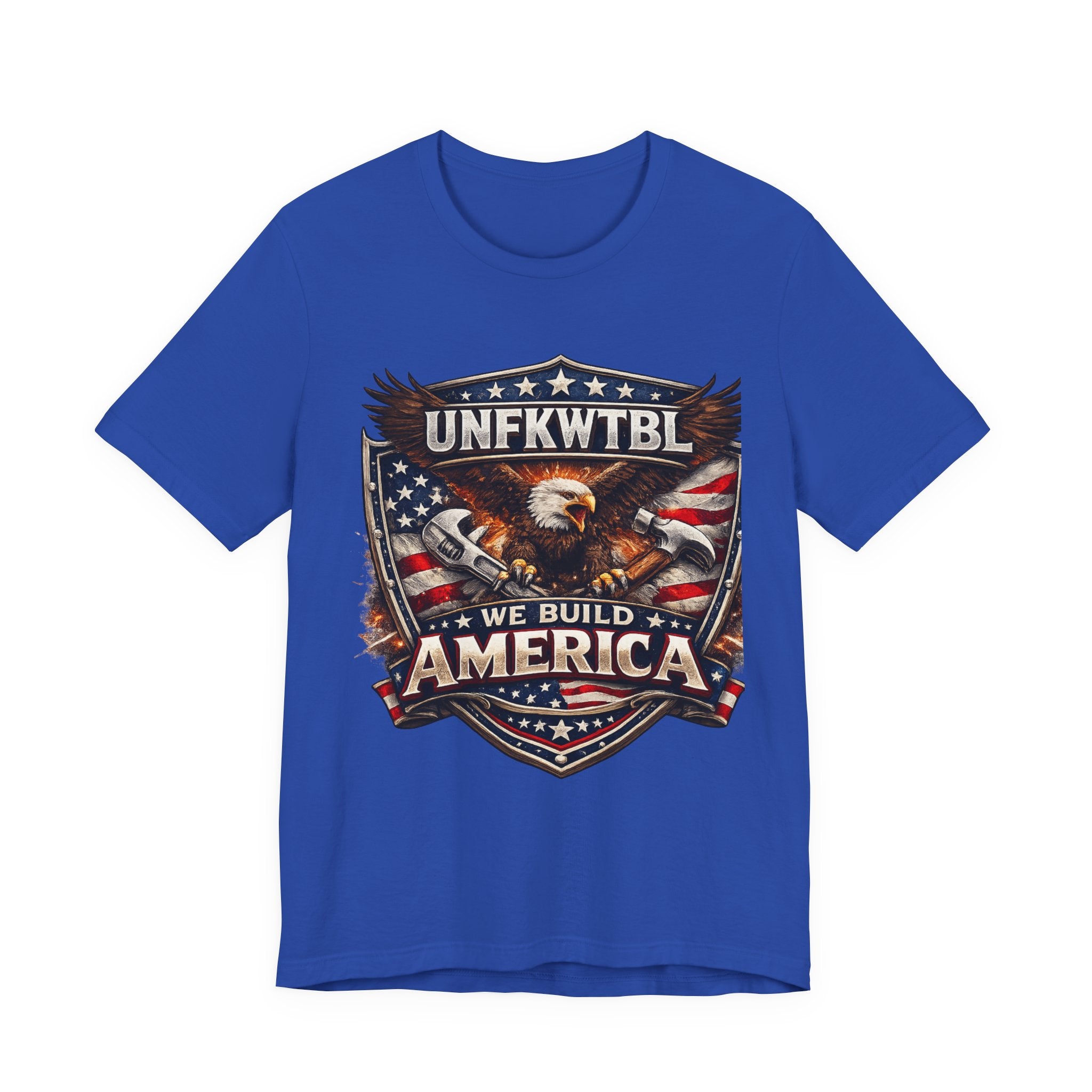We Build America T-Shirt — Patriotic Eagle Flag Graphic Tee (UNFKWTBL)