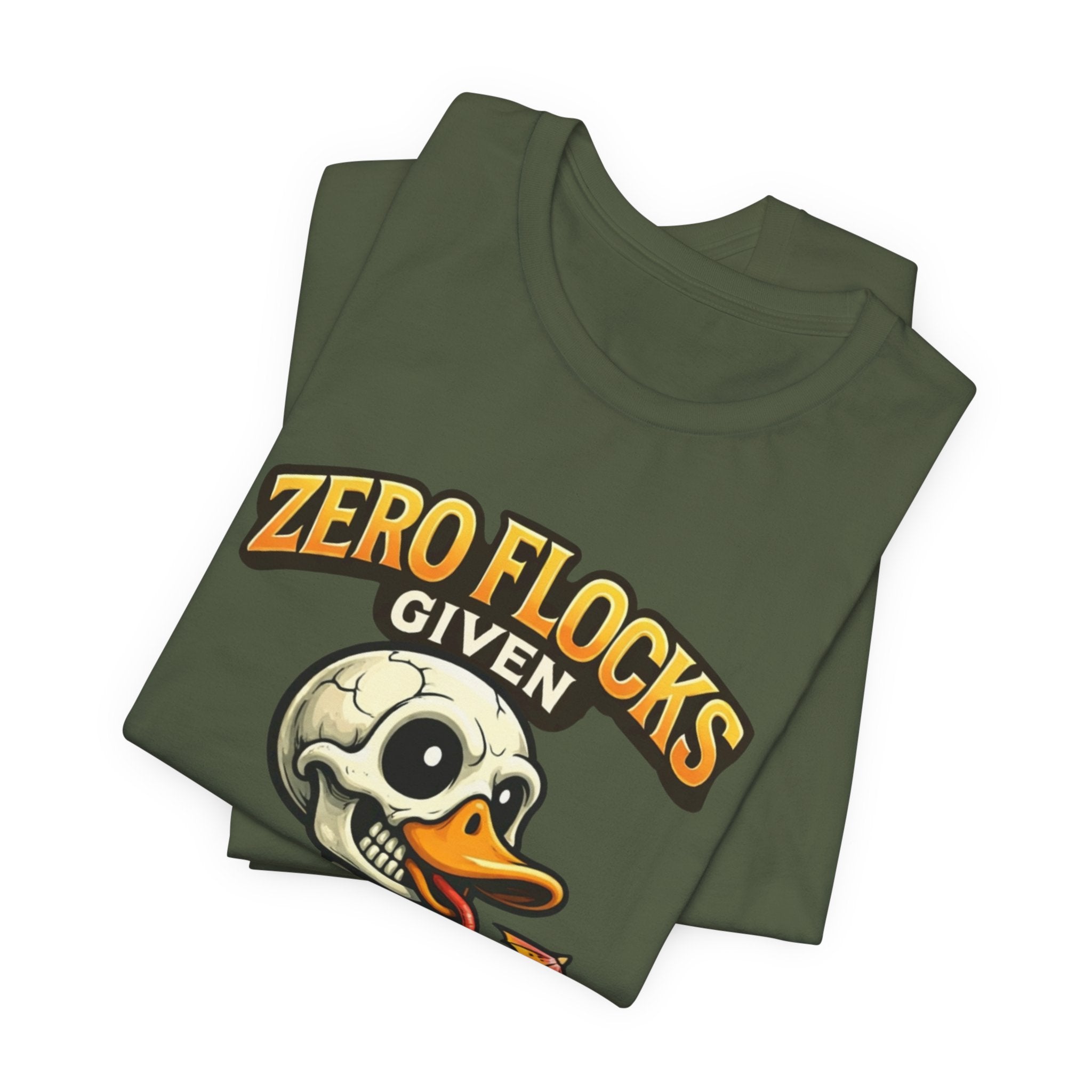 T‑Shirt — "Zero Flocks Given" Skeleton Duck Graphic Tee
