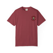 Jason Voorhees T-shirt with retro Scooby Doo mystery print in maroon color