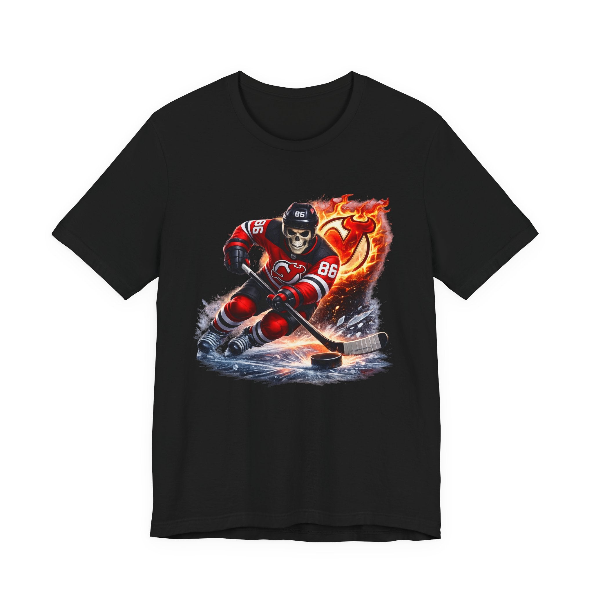 Flaming Hockey Player Graphic Tee