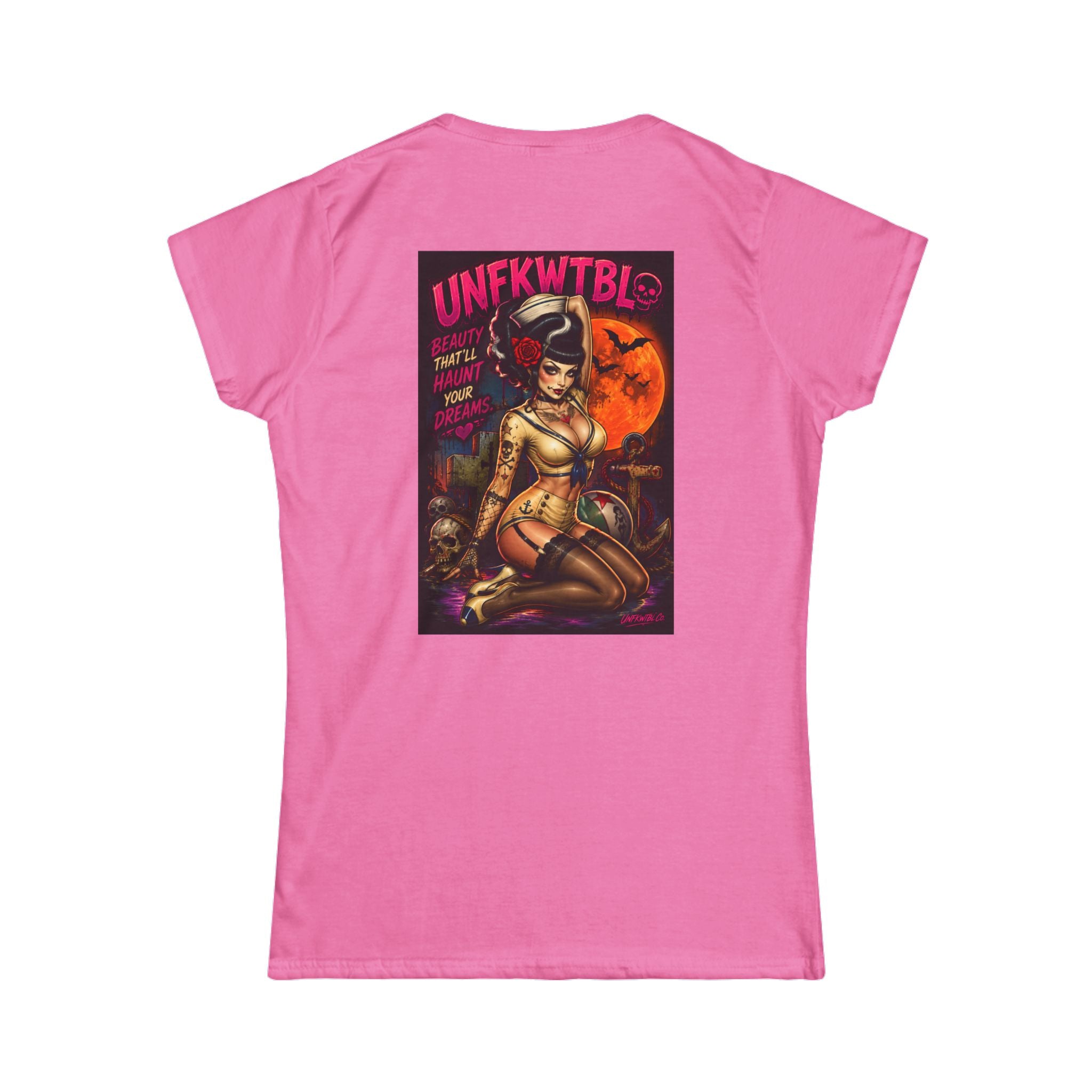 Zombie beach pinup Women’s White Tee — Classic Softstyle Crewneck