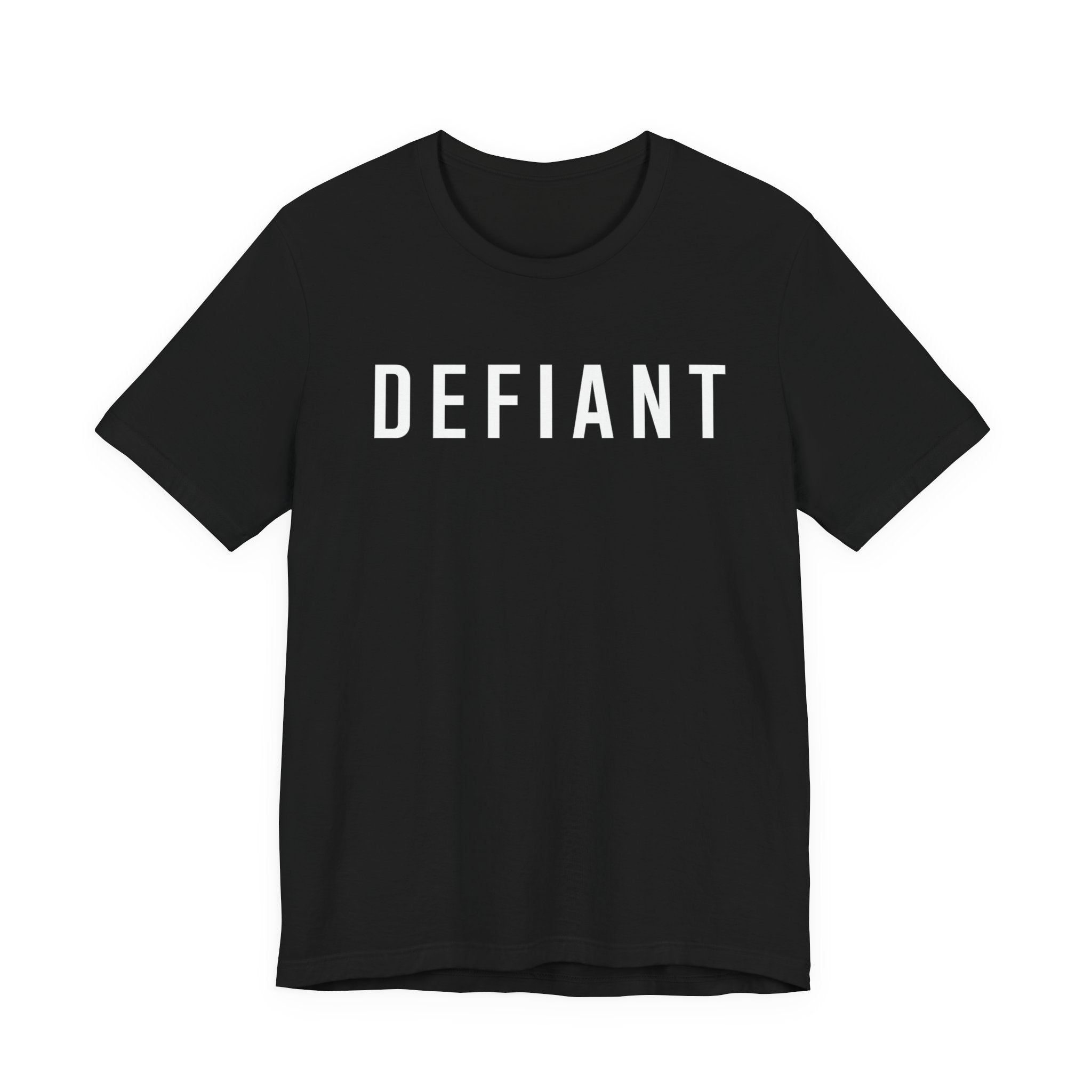 Defiant Graphic Tee — Minimal Bold Text T‑Shirt for Rebels & Statement Makers