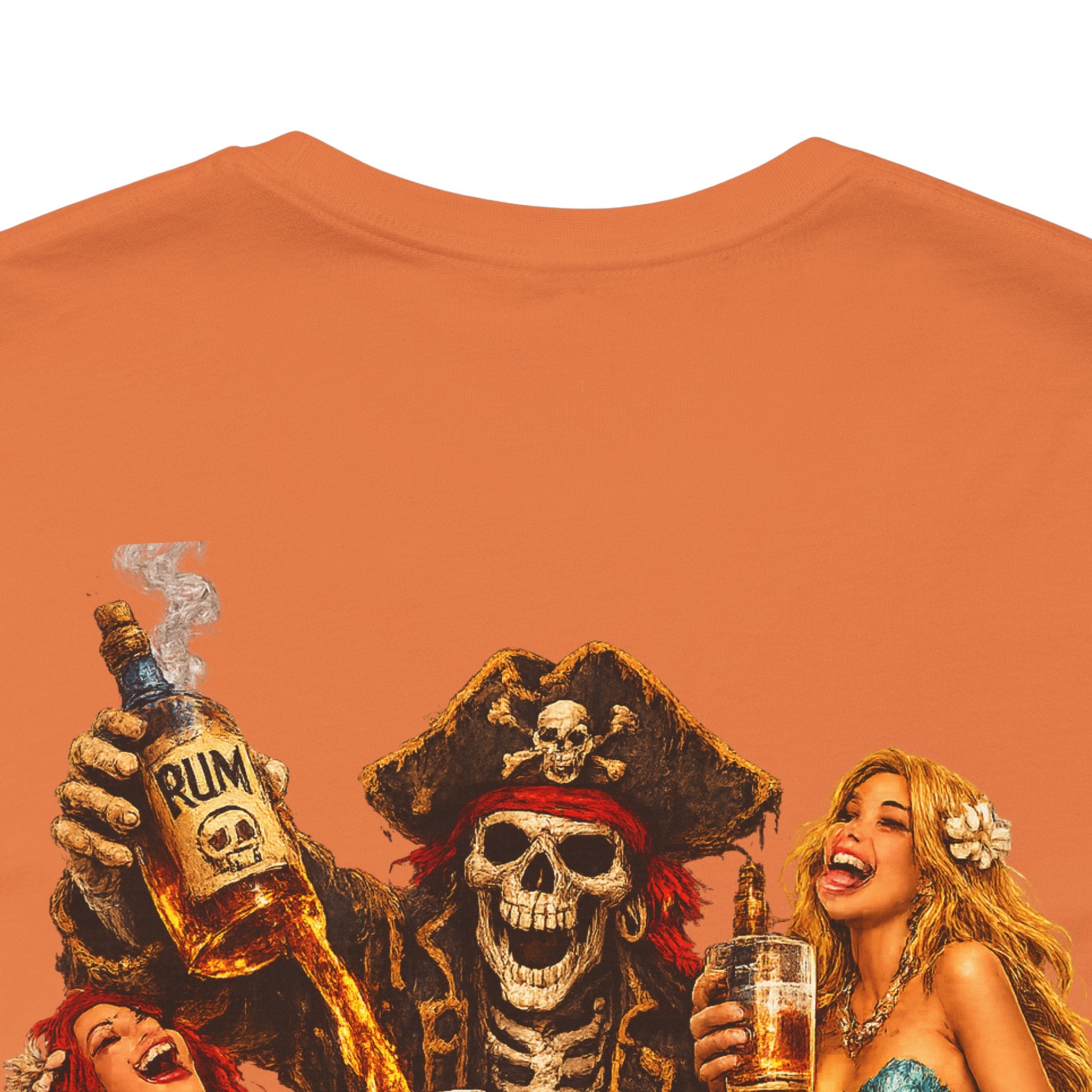 Pirate Skull Treasure Chest Tee — Skeleton Buccaneer Drinking Design