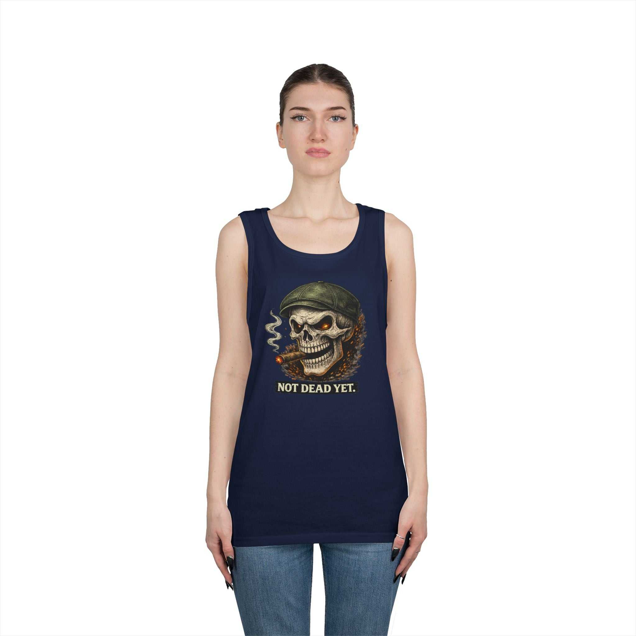 Tank Top — 'Not Dead Yet' Smoking Skull Graphic