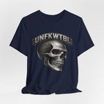 Skull Graphic Tee with 'UNFKWTBL' Banner — Gothic Skull T-Shirt