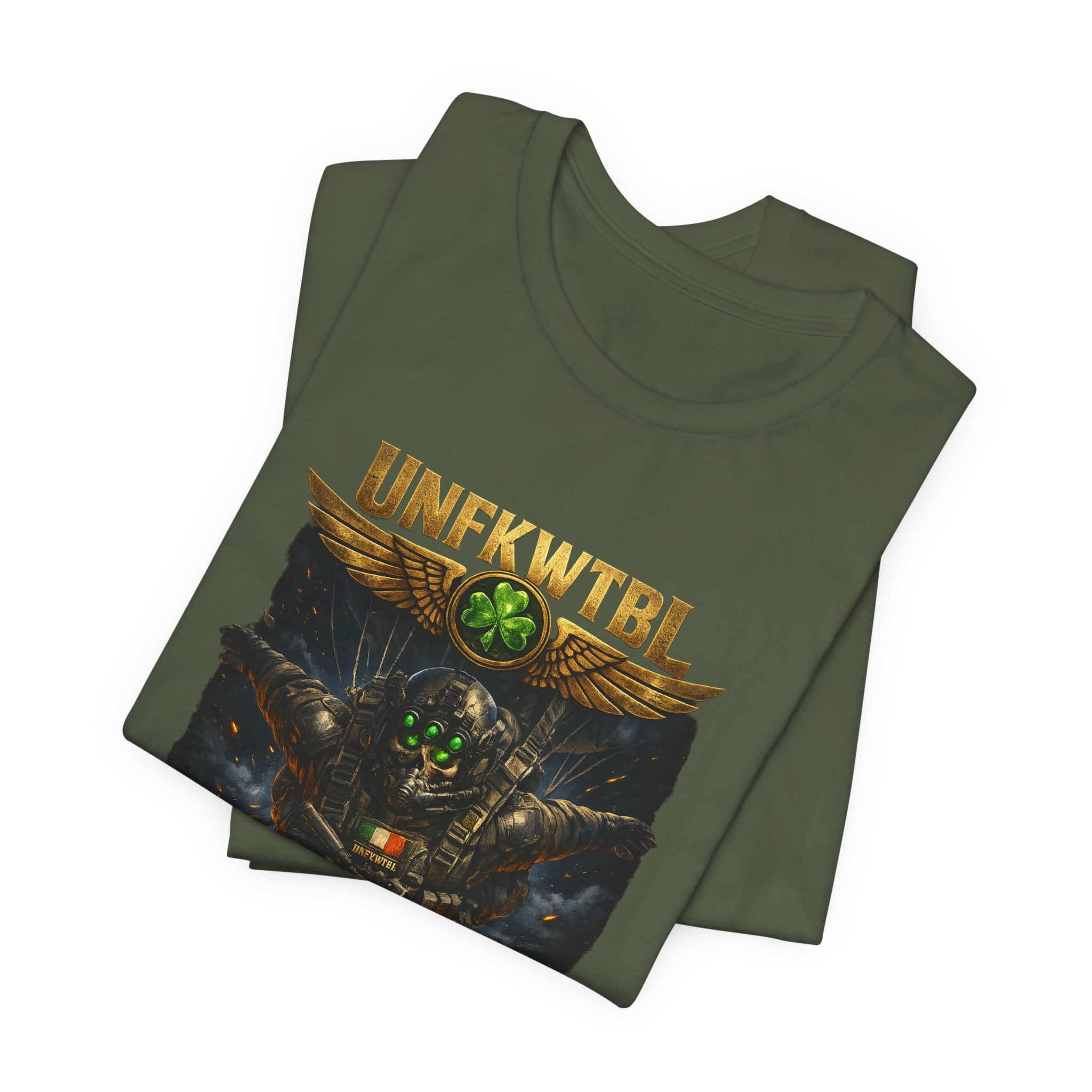 Military Mech Combat T‑Shirt — 'UNFKWTBL' Sci‑Fi Armor Design