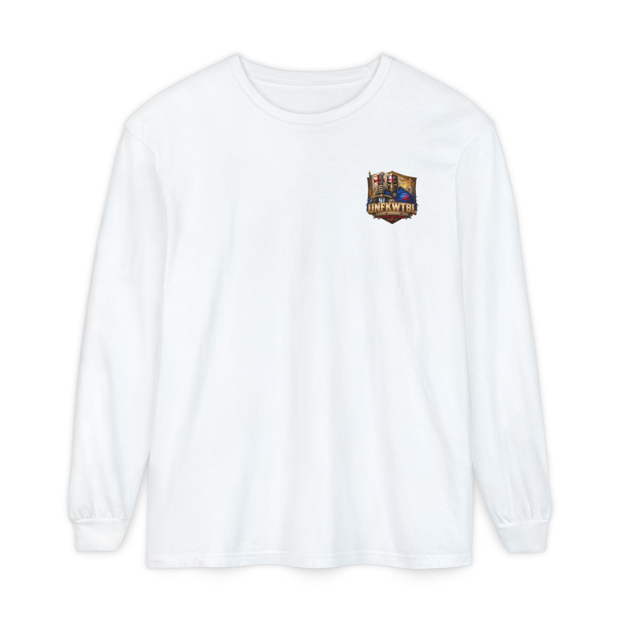Crusader Knight Long Sleeve T-Shirt — 'UNFKWTBL' Vintage Medieval Graphic