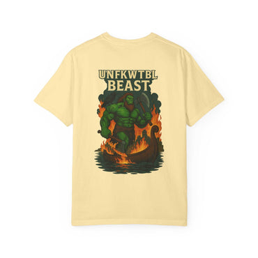 Unisex Graphic T-Shirt with UNFKWTBL BEAST design in vibrant colors, soft garment-dyed cotton, available in sizes S-4XL, perfect casual and gift tee