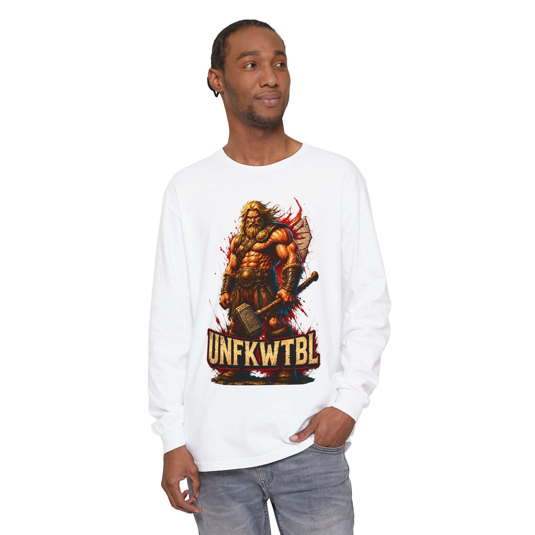 Viking Warrior Long Sleeve Tee — 'UNFKWTBL' Graphic