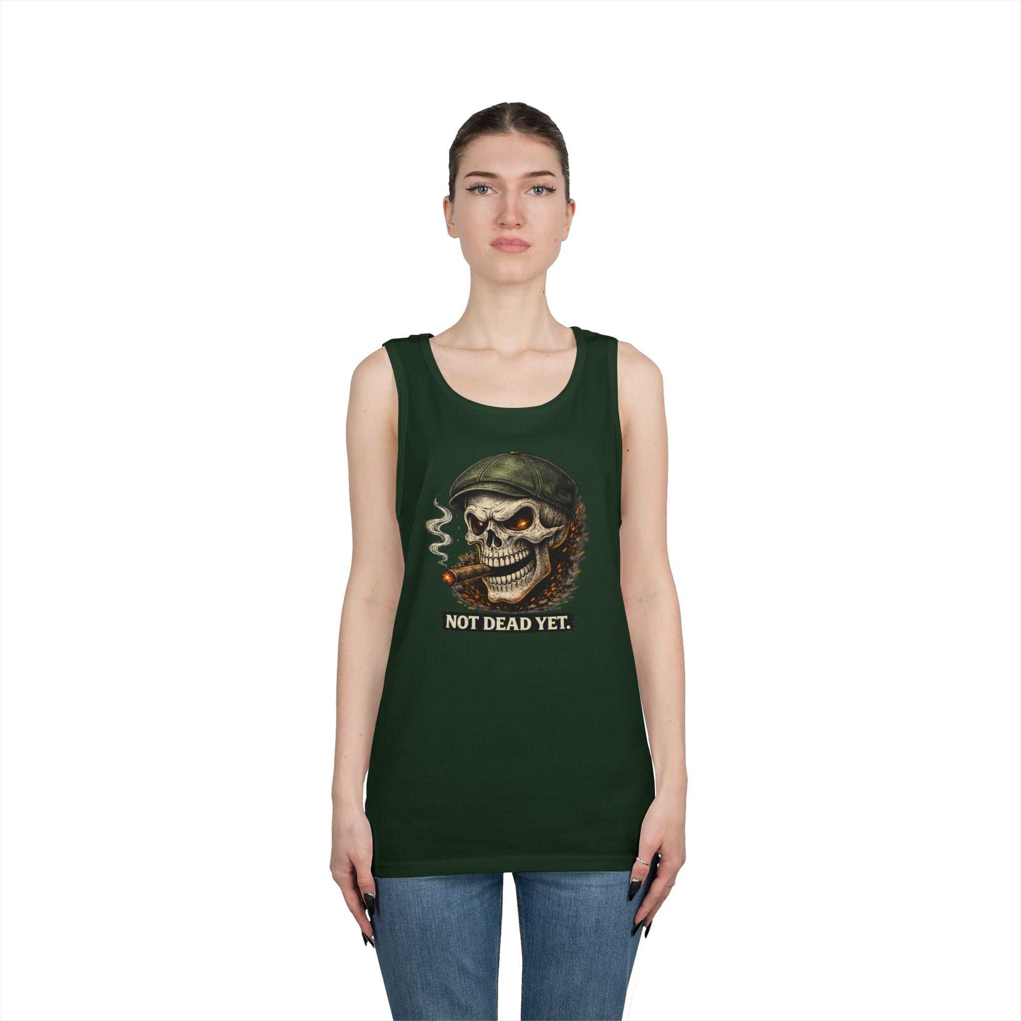 Tank Top — 'Not Dead Yet' Smoking Skull Graphic