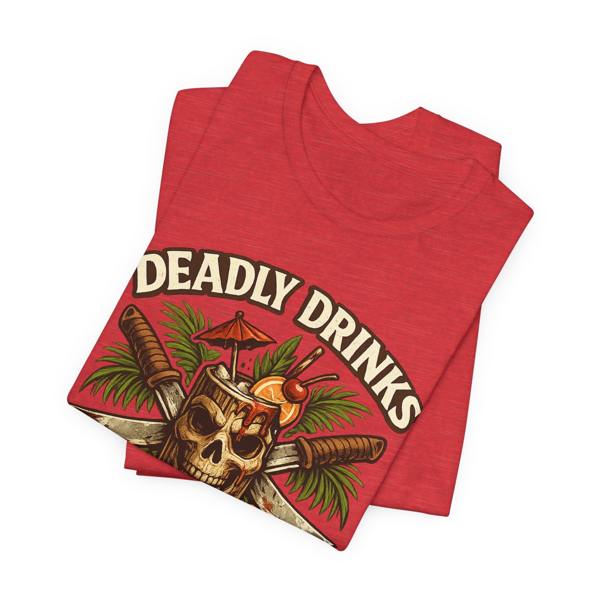 Tiki Bar Skull Tee — "Deadly Drinks" Tropical Cocktail Shirt