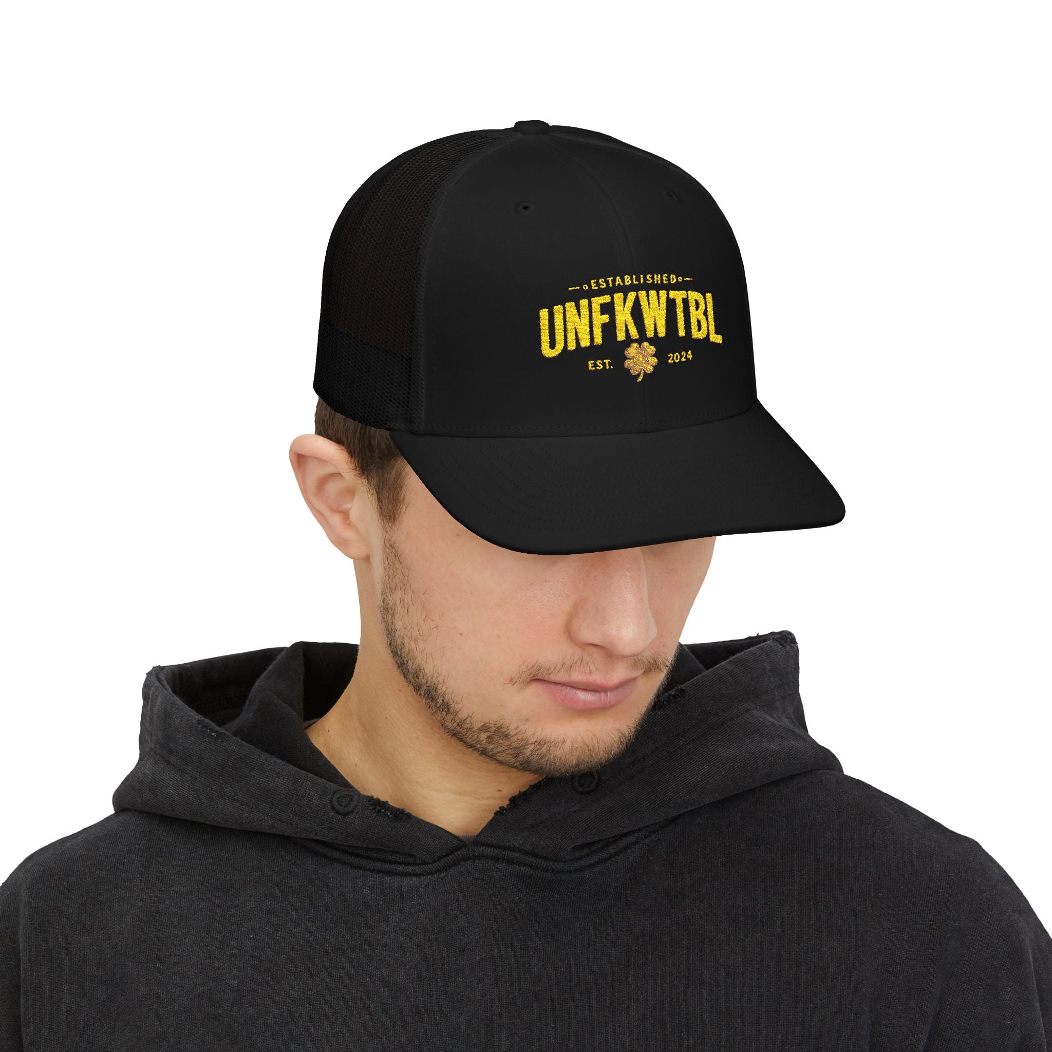 Unfkwtbl Trucker Cap – Vintage Yellow Logo Snapback Mesh Hat