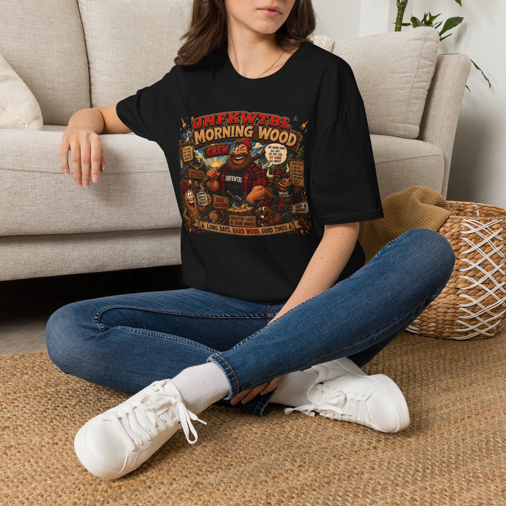 Morning Wood Crew T-Shirt — Funny Lumberjack Graphic Tee